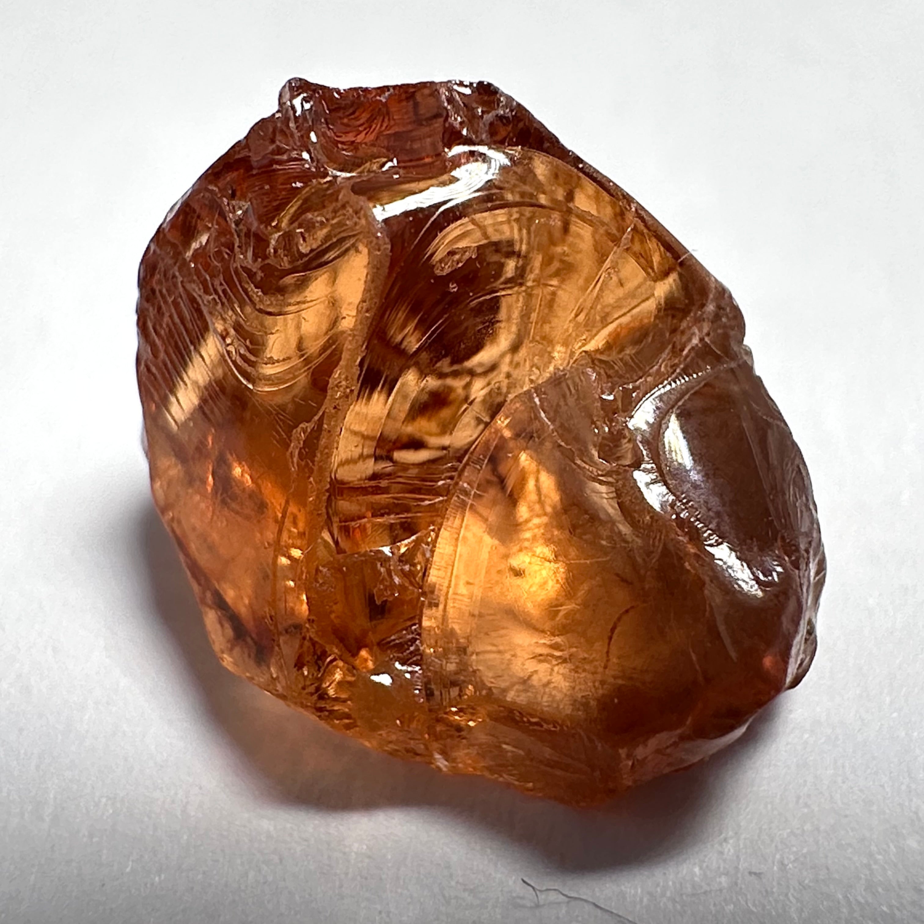 Peach Malaya Garnet, 9.53ct, vvs, slight silk but complicated shape, see pictures,  Unheated Untreated, Umba Valley Tanzania