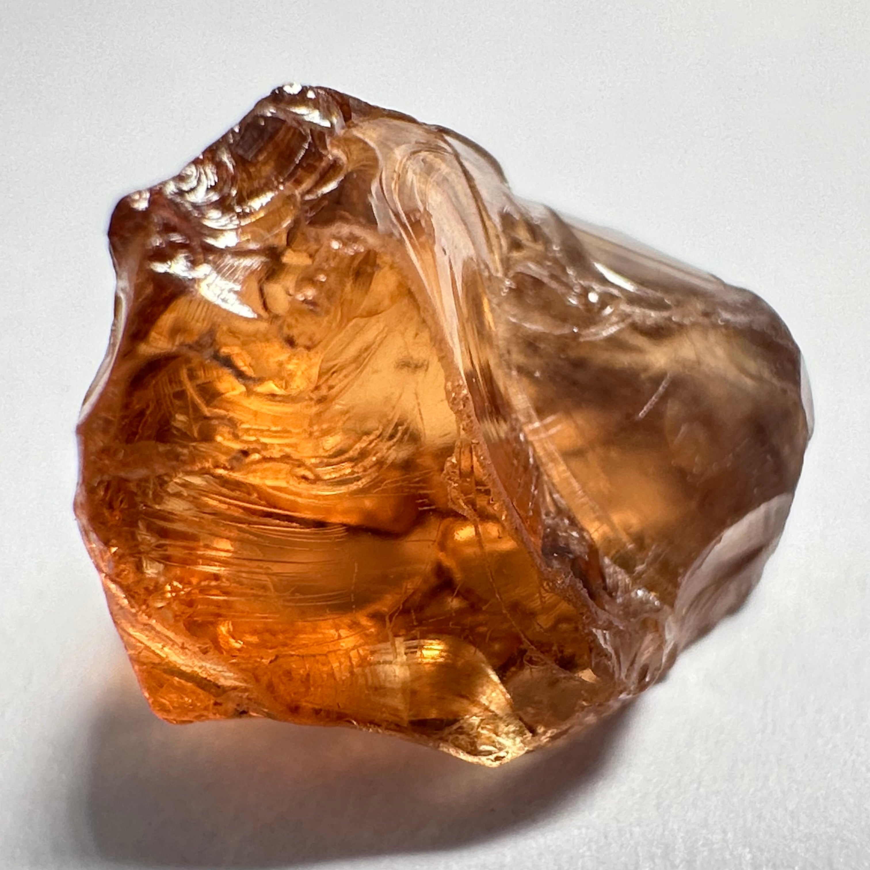 Peach Malaya Garnet, 9.53ct, vvs, slight silk but complicated shape, see pictures,  Unheated Untreated, Umba Valley Tanzania