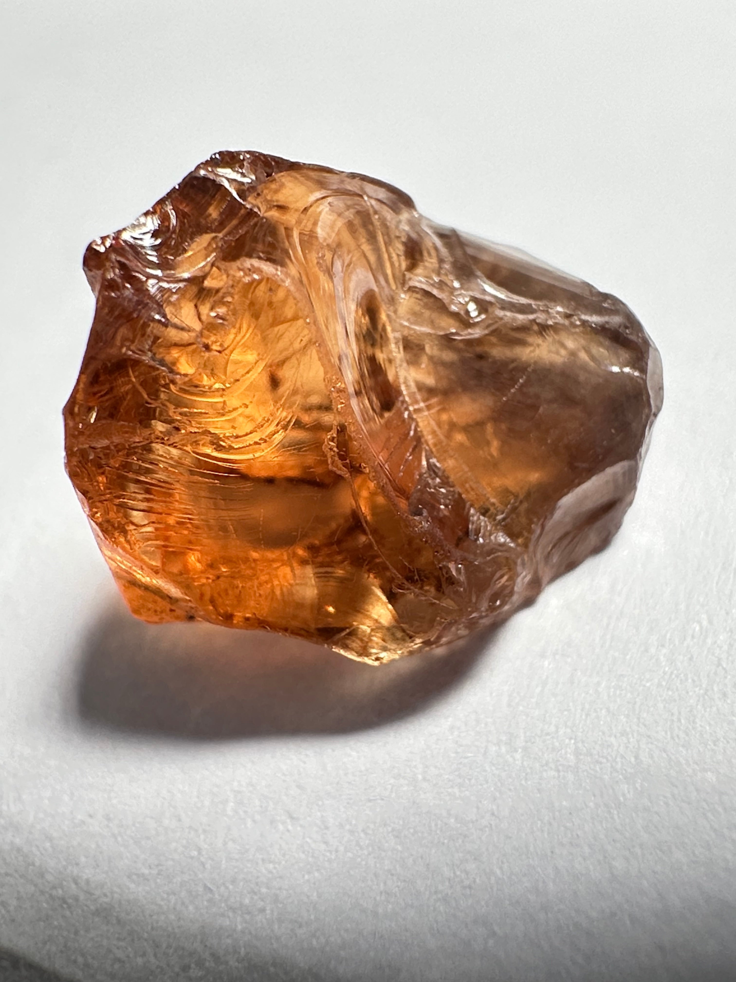 Peach Malaya Garnet, 9.53ct, vvs, slight silk but complicated shape, see pictures,  Unheated Untreated, Umba Valley Tanzania