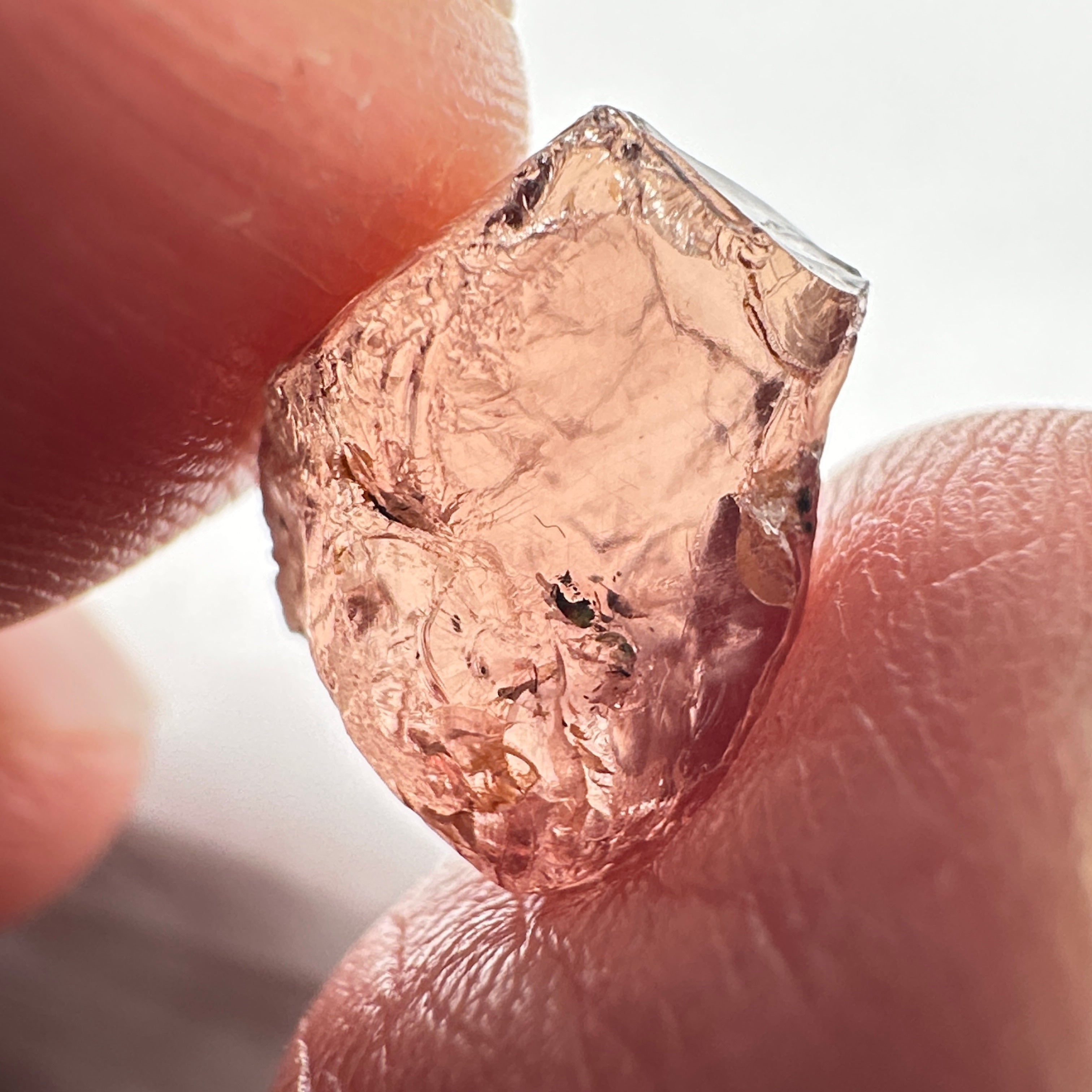 Peach Malaya Garnet, 9.06ct, vvs-if (no inclusions cracks or bubbles) with slight silk but clean to the unaided eye,  Unheated Untreated, Umba Valley Tanzania