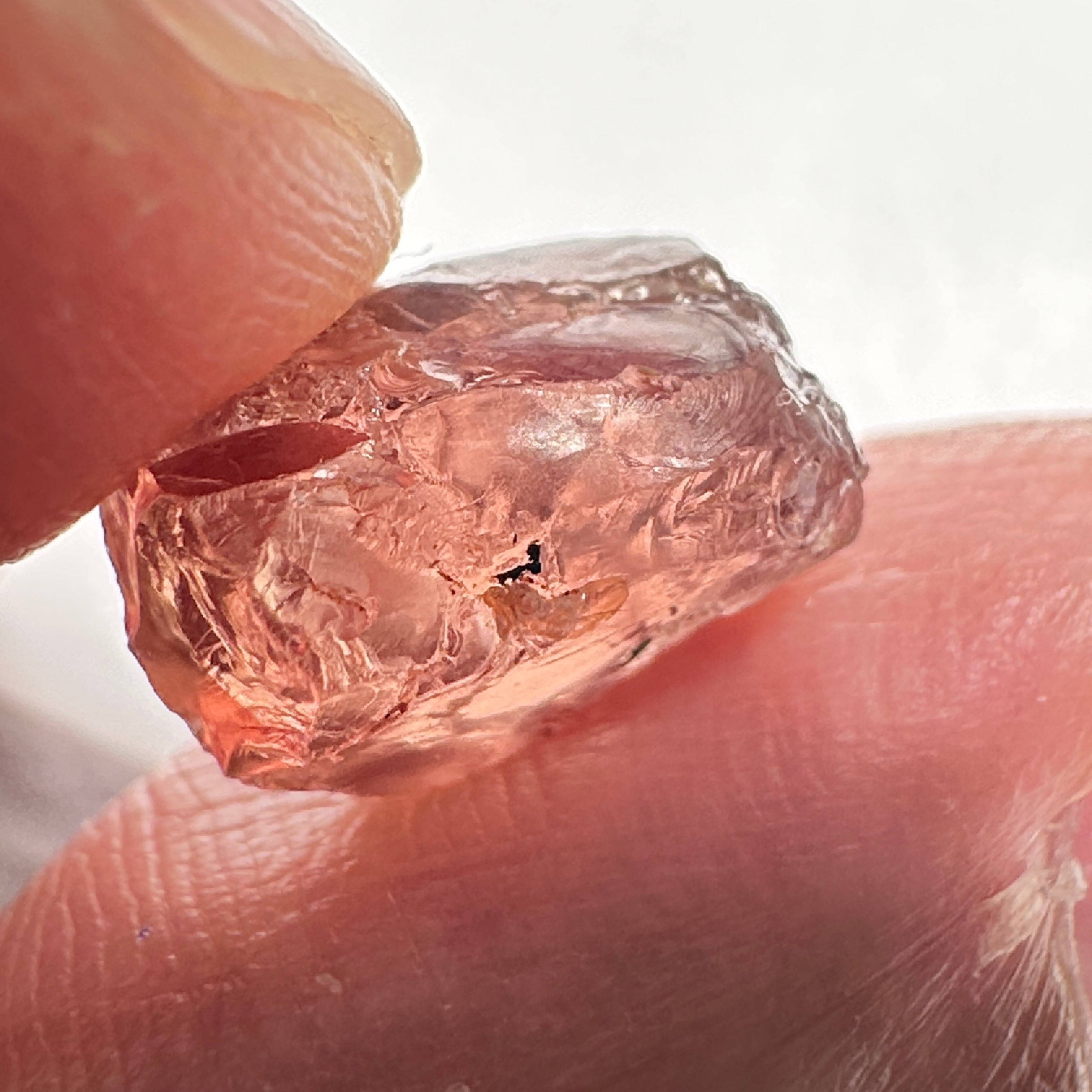 Peach Malaya Garnet, 9.06ct, vvs-if (no inclusions cracks or bubbles) with slight silk but clean to the unaided eye,  Unheated Untreated, Umba Valley Tanzania