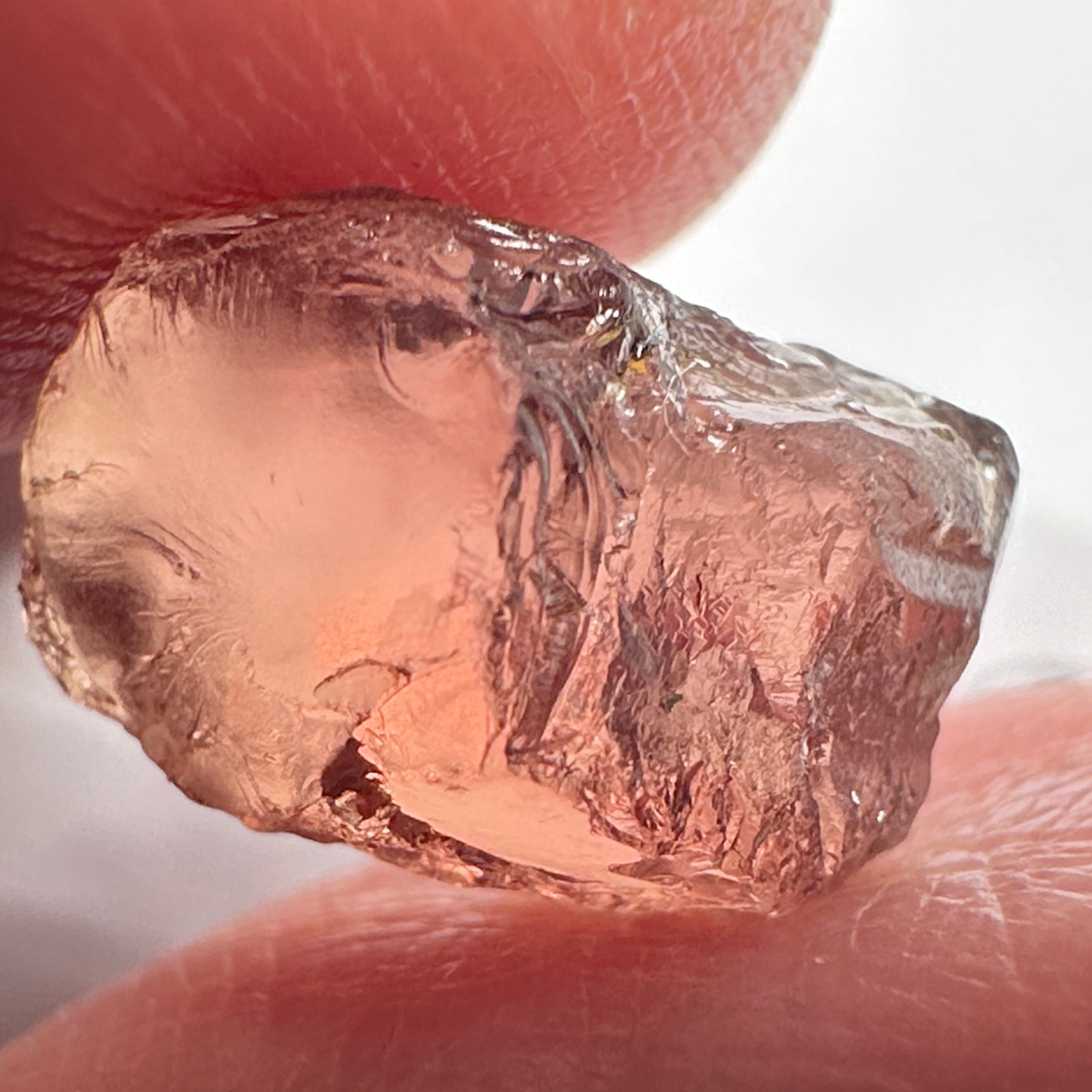 Peach Malaya Garnet, 9.06ct, vvs-if (no inclusions cracks or bubbles) with slight silk but clean to the unaided eye,  Unheated Untreated, Umba Valley Tanzania