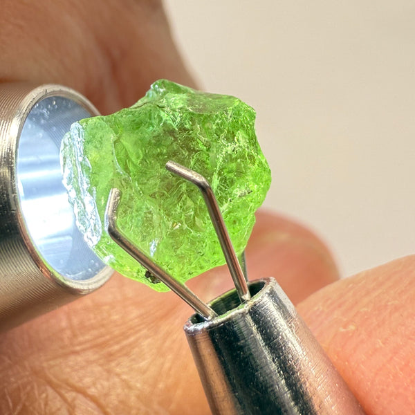 Tsavorite, 4.74ct, Tanzania, Untreated Unheated, a crack on the outside will come off on faceting, the rest just has very slight veils