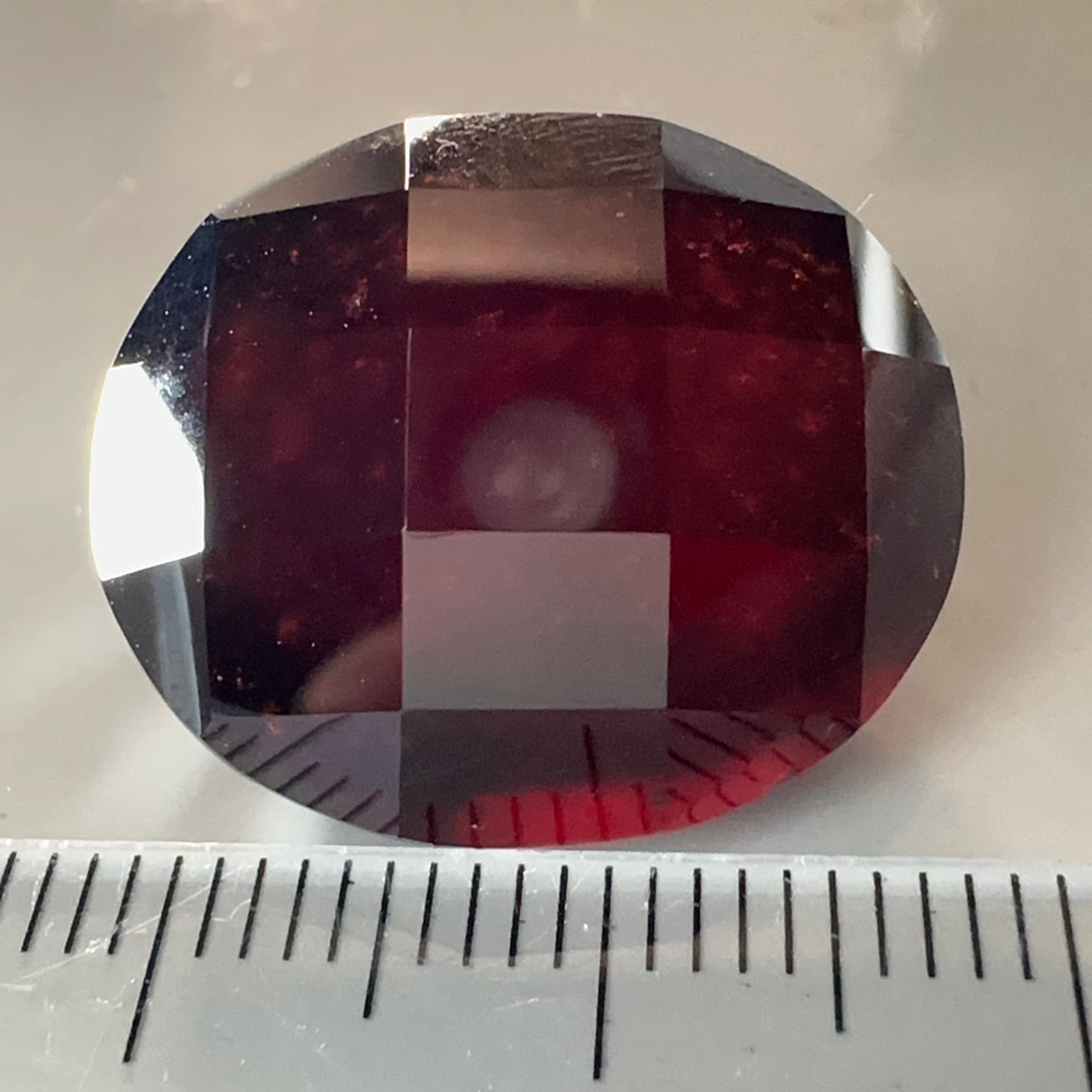 Hessonite Garnet, 33.51ct, Faceted Checkerboard Cut, Tanzania, Untreated Unheated