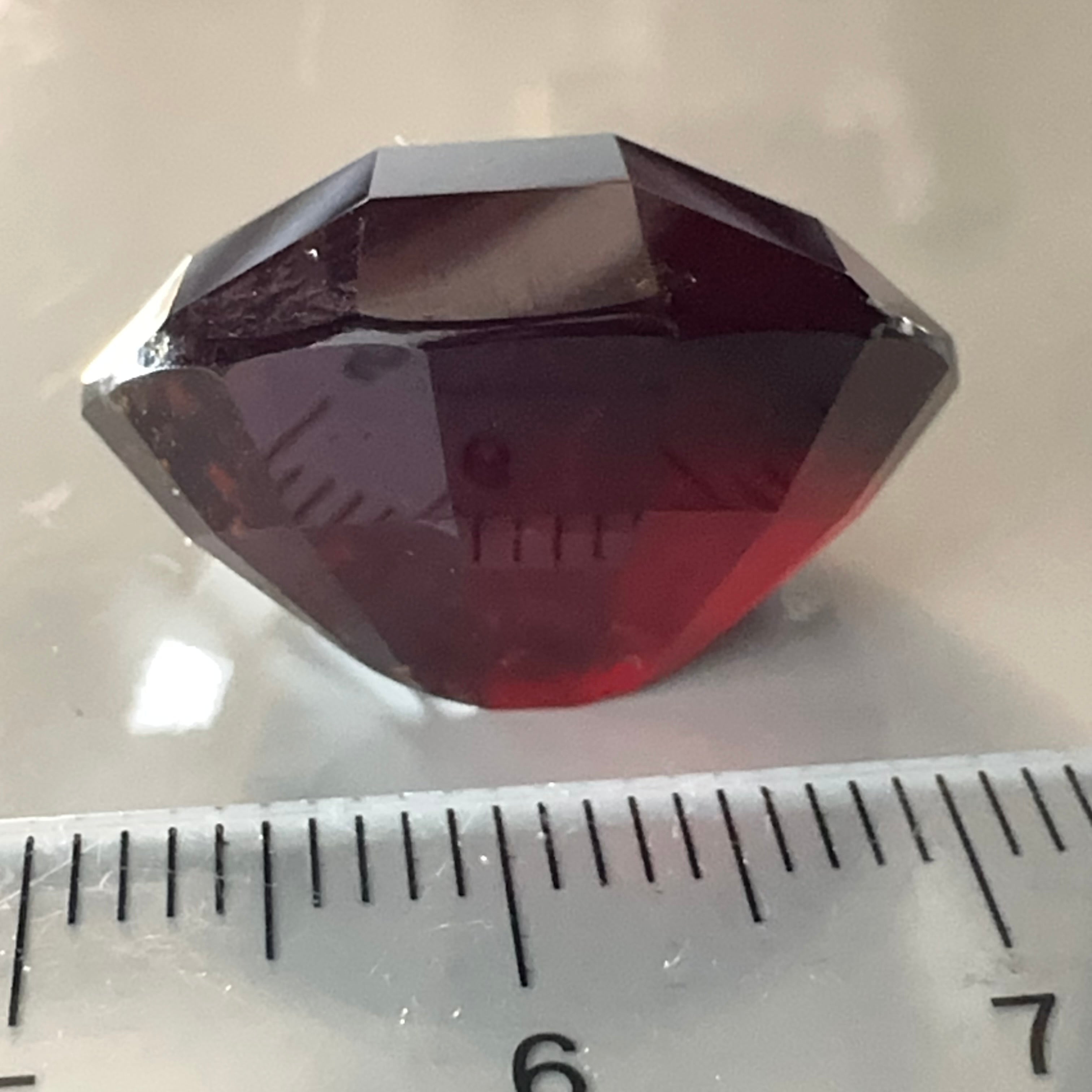 Hessonite Garnet, 33.51ct, Faceted Checkerboard Cut, Tanzania, Untreated Unheated