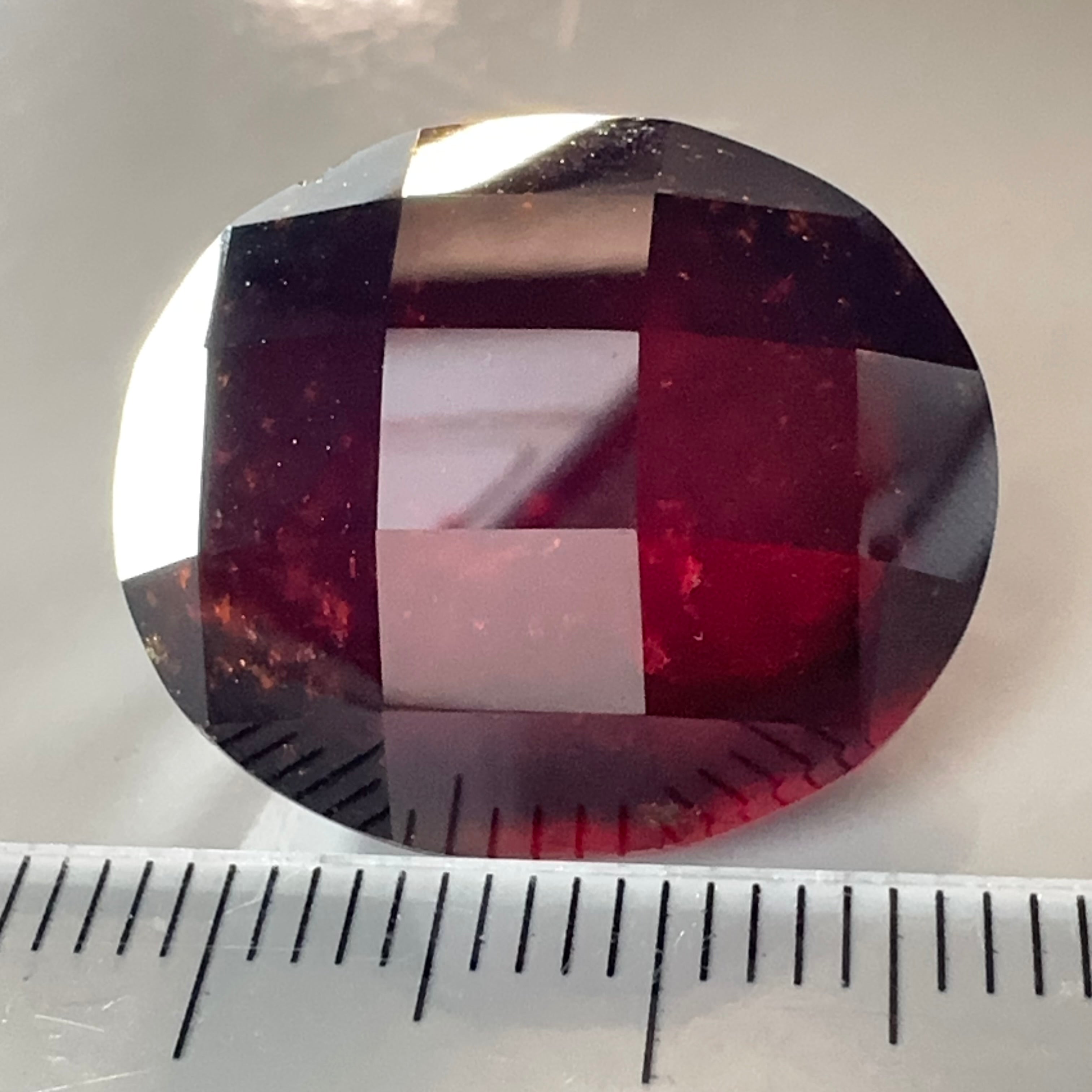 Hessonite Garnet, 33.51ct, Faceted Checkerboard Cut, Tanzania, Untreated Unheated