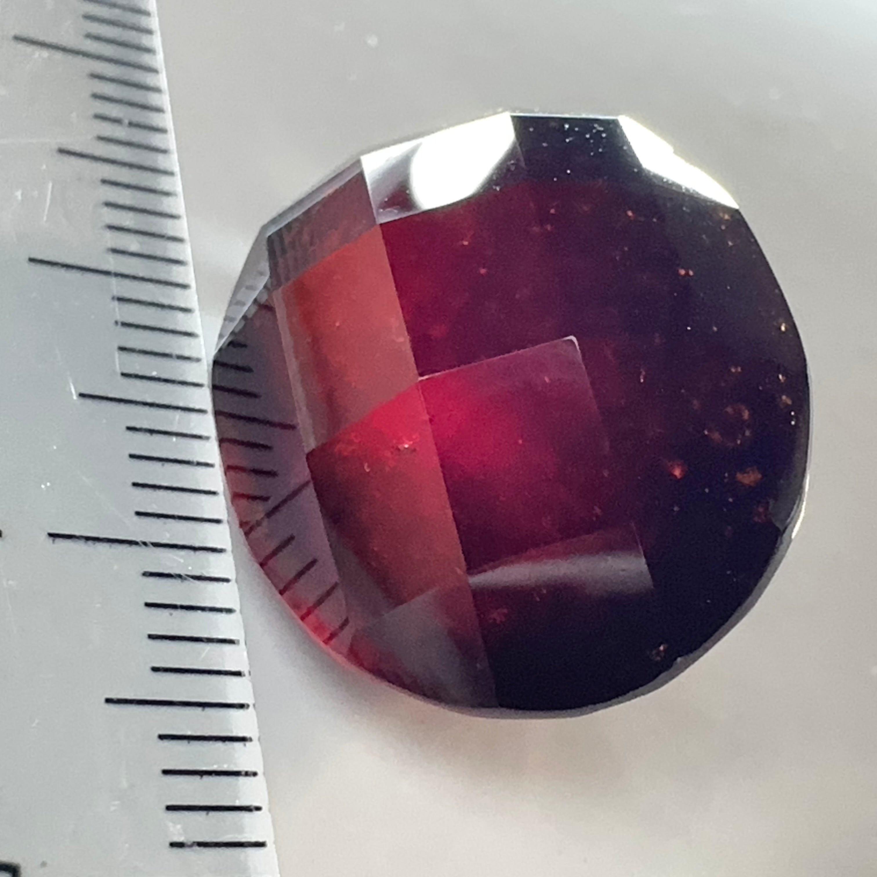 Hessonite Garnet, 33.51ct, Faceted Checkerboard Cut, Tanzania, Untreated Unheated