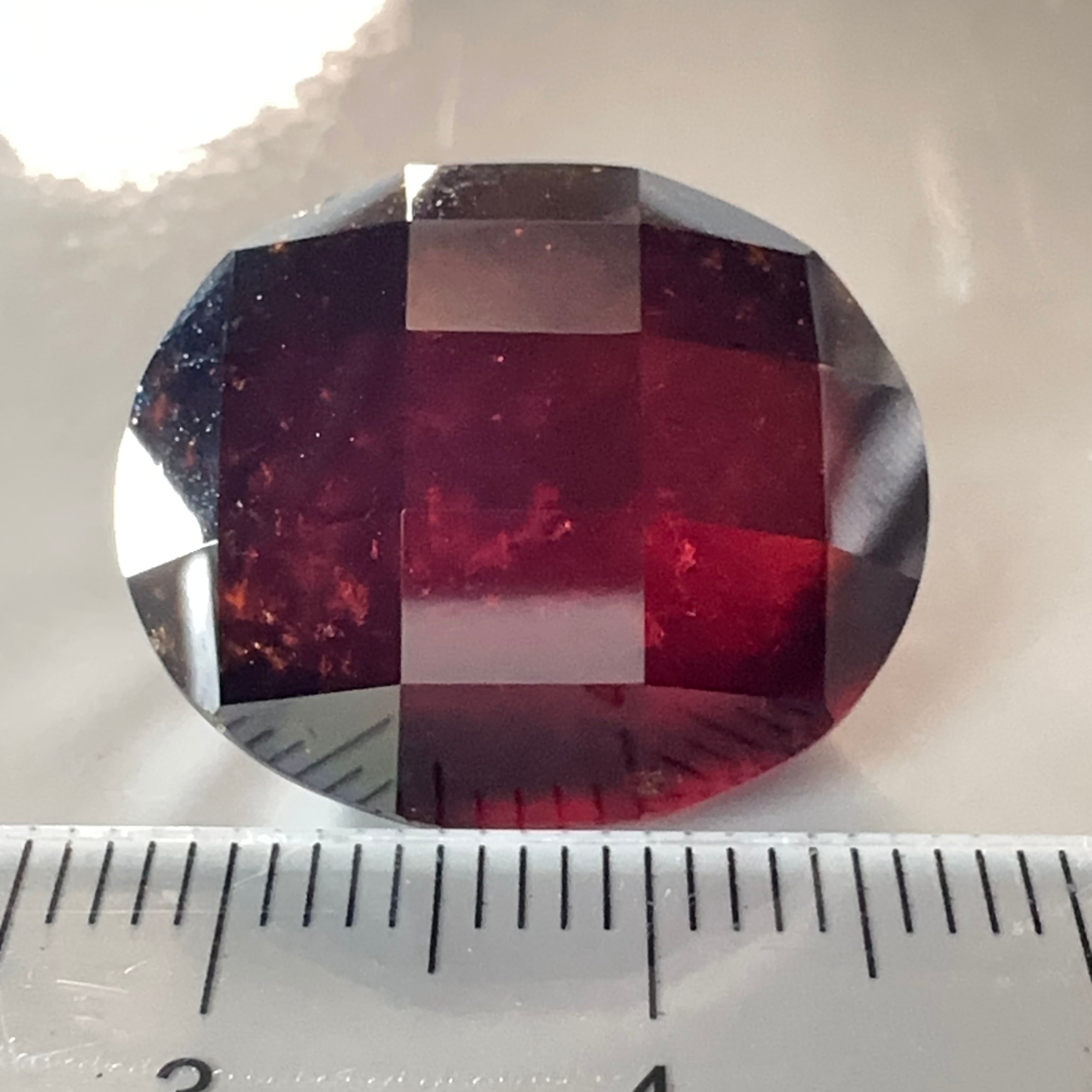 Hessonite Garnet, 33.51ct, Faceted Checkerboard Cut, Tanzania, Untreated Unheated