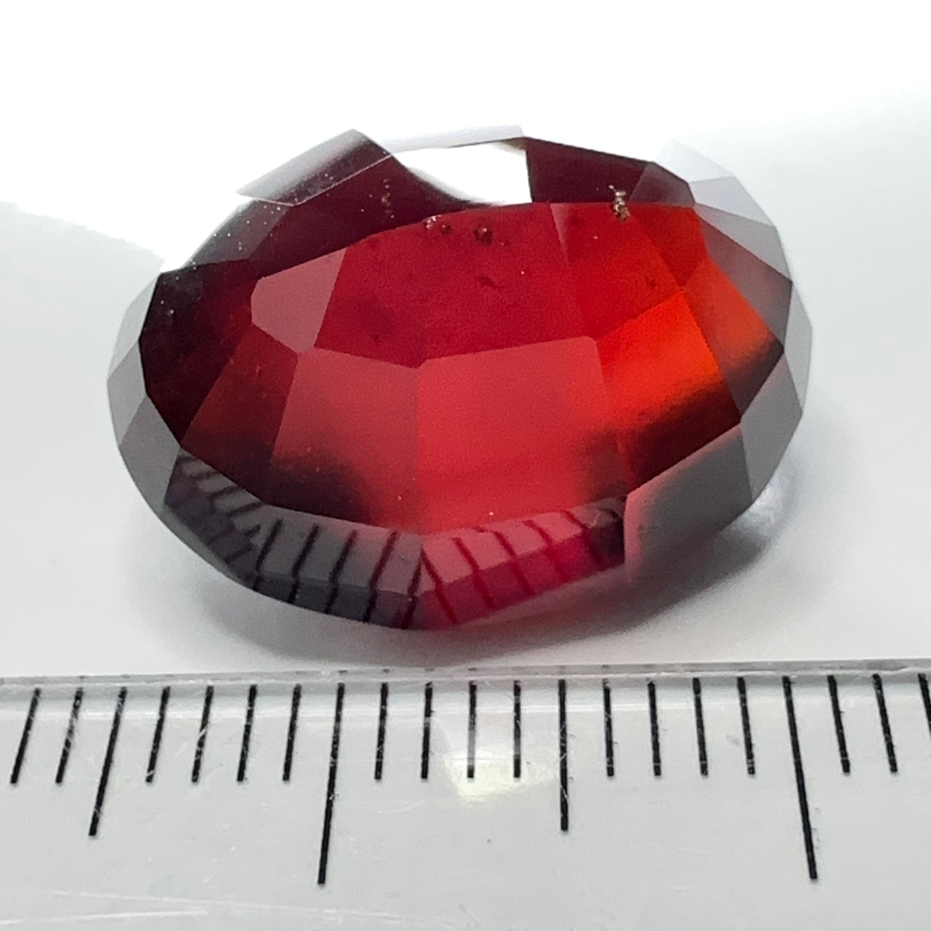 Hessonite Garnet, 19.01ct, Faceted Checkerboard Cut, Tanzania, Untreated Unheated