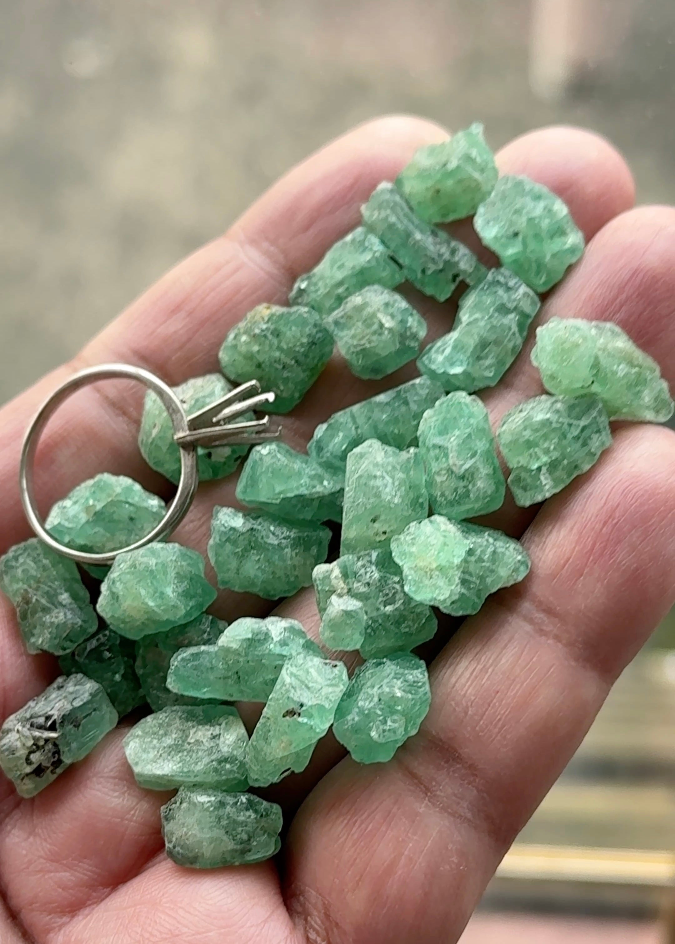 Medium Emerald Crystal Specimens, Tanzania, Lake Manyara Mine, Specimen Grade, Untreated Unheated no oil, price per stone on a blind pour