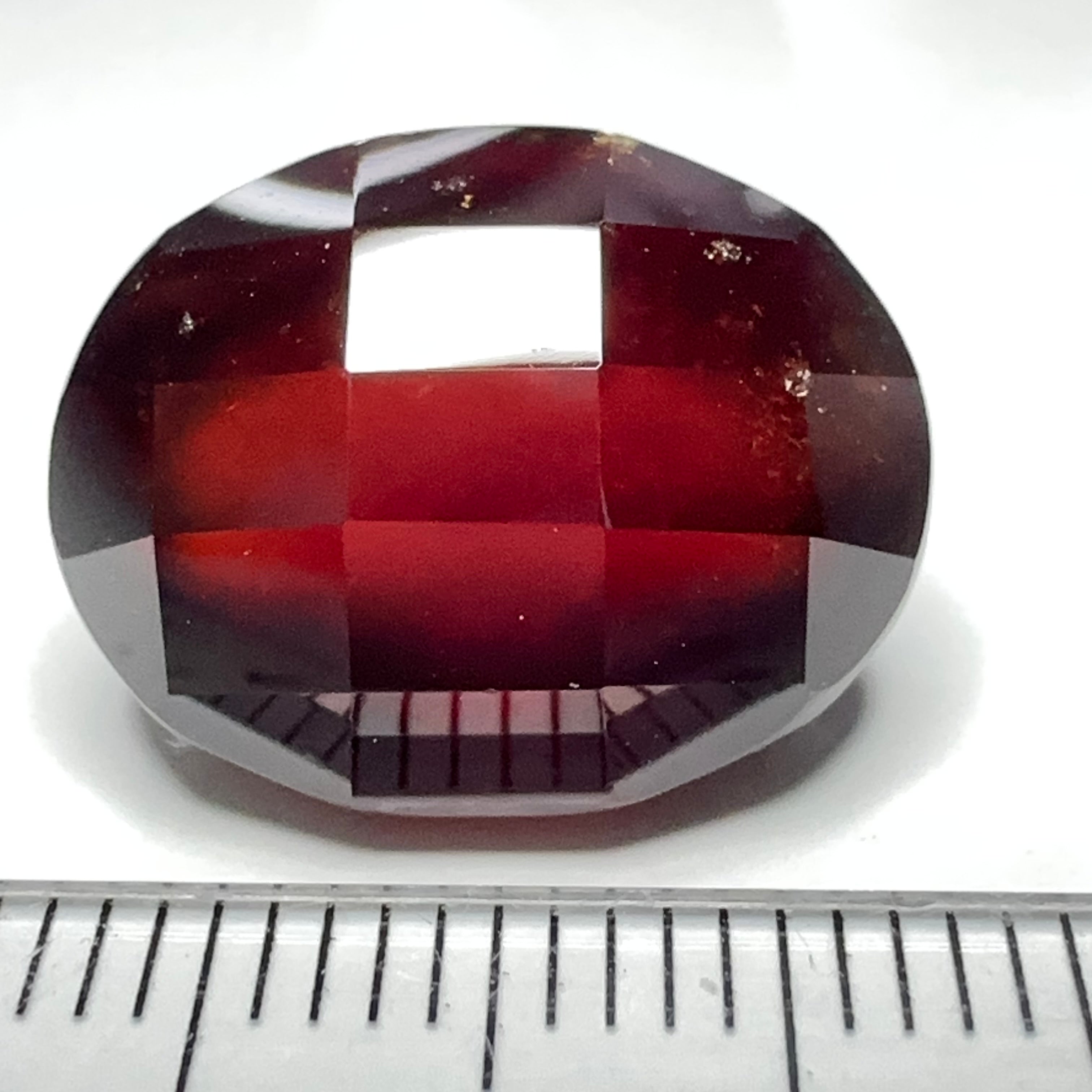 Hessonite Garnet, 19.01ct, Faceted Checkerboard Cut, Tanzania, Untreated Unheated