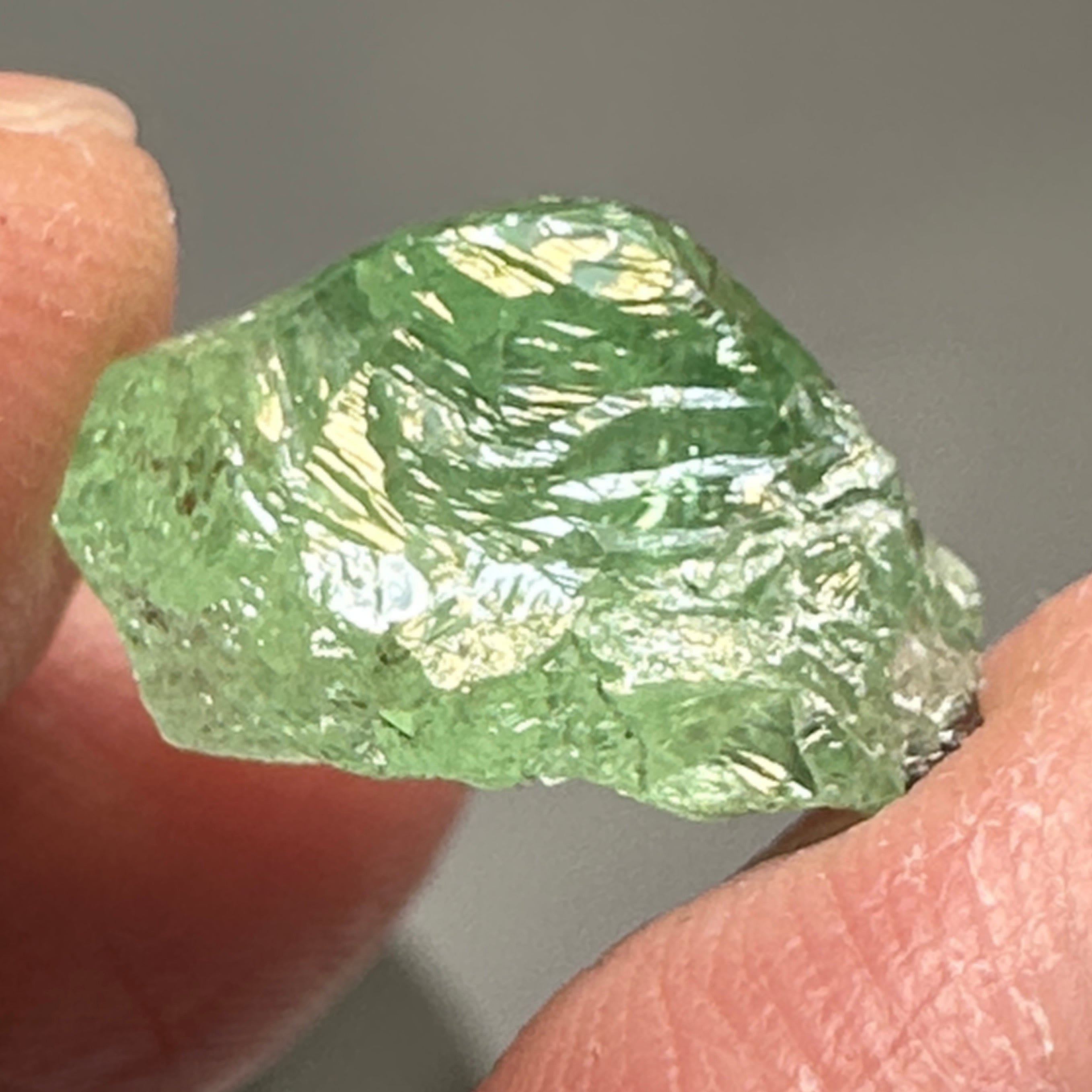 Tsavorite Crystal 12.49ct, Facetable Portions Inside/ also good for a cab, probably needs to be split in two, Tanzania, Untreated Unheated