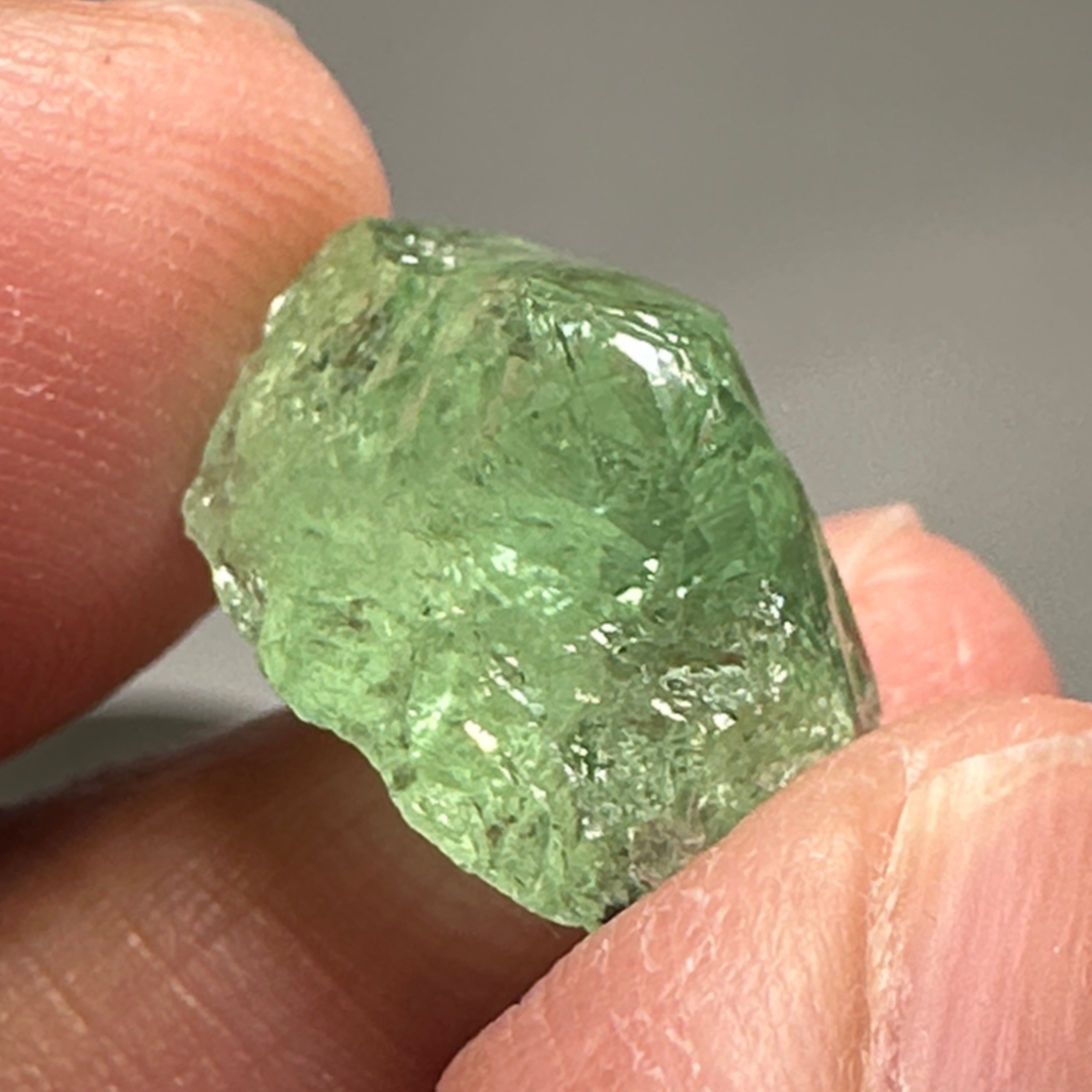 Tsavorite Crystal 12.49ct, Facetable Portions Inside/ also good for a cab, probably needs to be split in two, Tanzania, Untreated Unheated