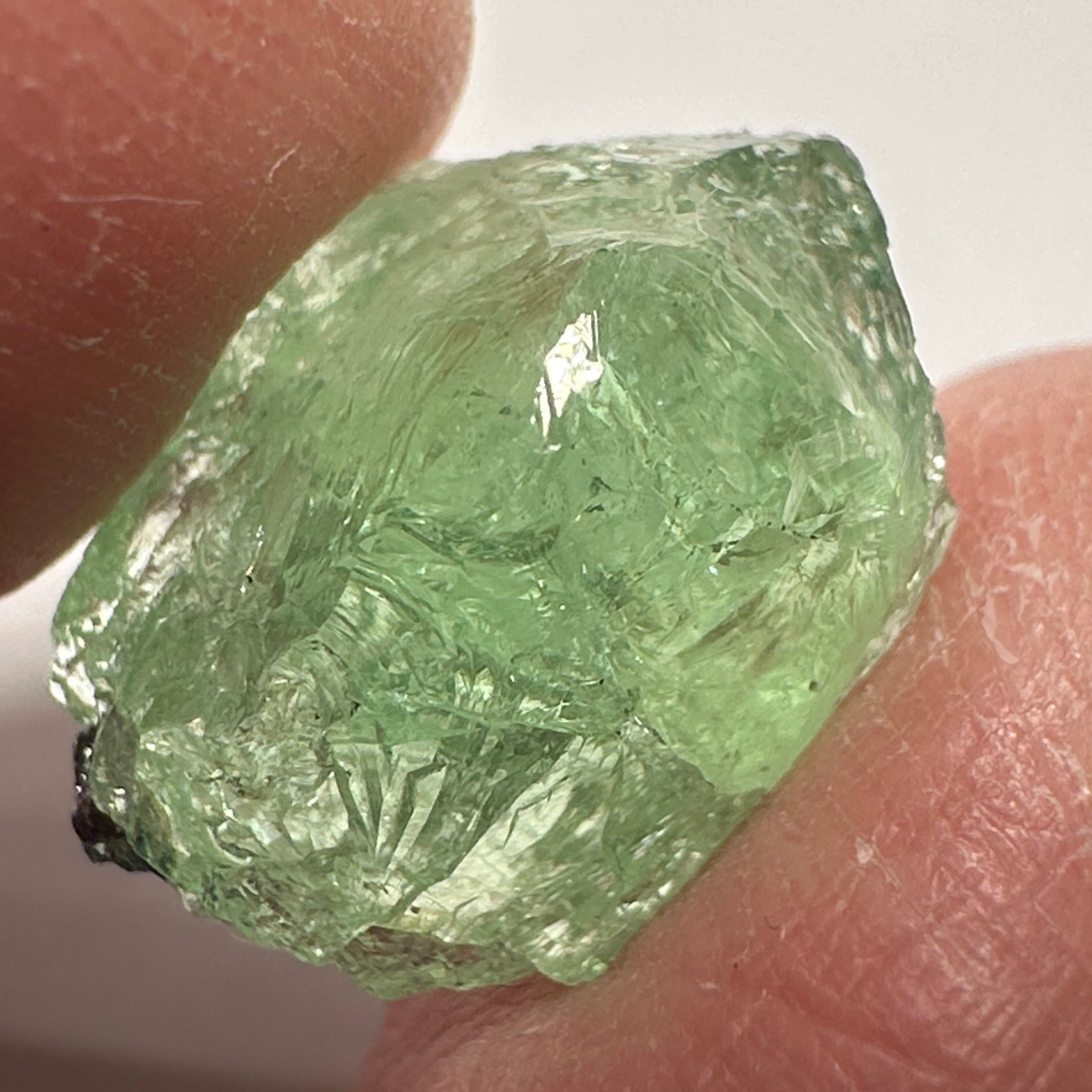 Tsavorite Crystal 12.49ct, Facetable Portions Inside/ also good for a cab, probably needs to be split in two, Tanzania, Untreated Unheated