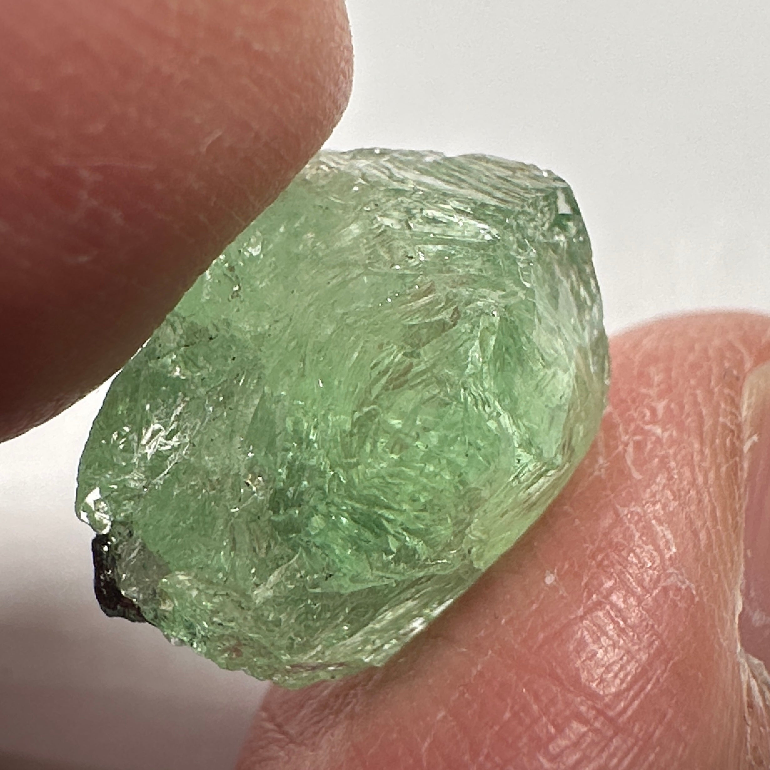 Tsavorite Crystal 12.49ct, Facetable Portions Inside/ also good for a cab, probably needs to be split in two, Tanzania, Untreated Unheated