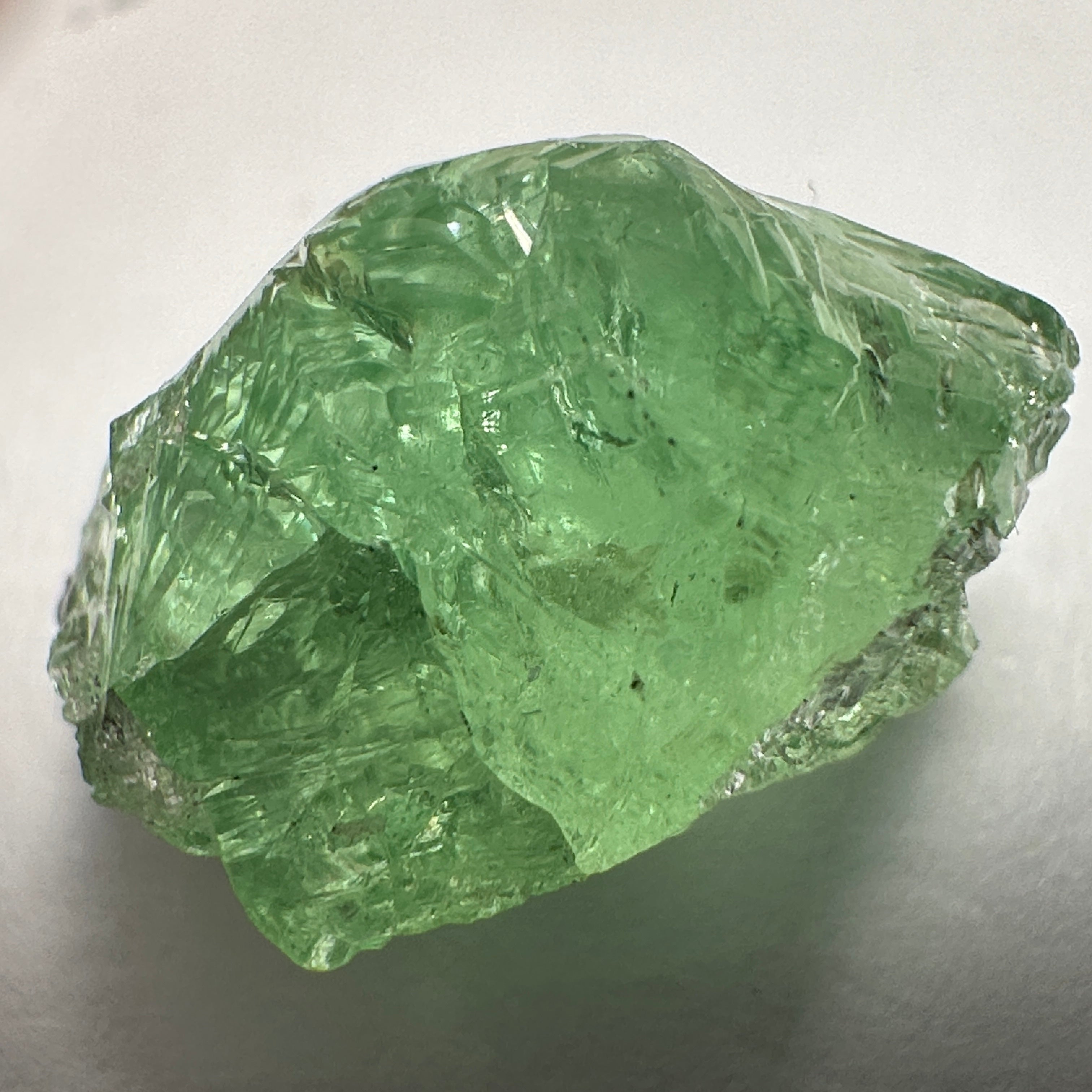 Tsavorite Crystal 12.49ct, Facetable Portions Inside/ also good for a cab, probably needs to be split in two, Tanzania, Untreated Unheated