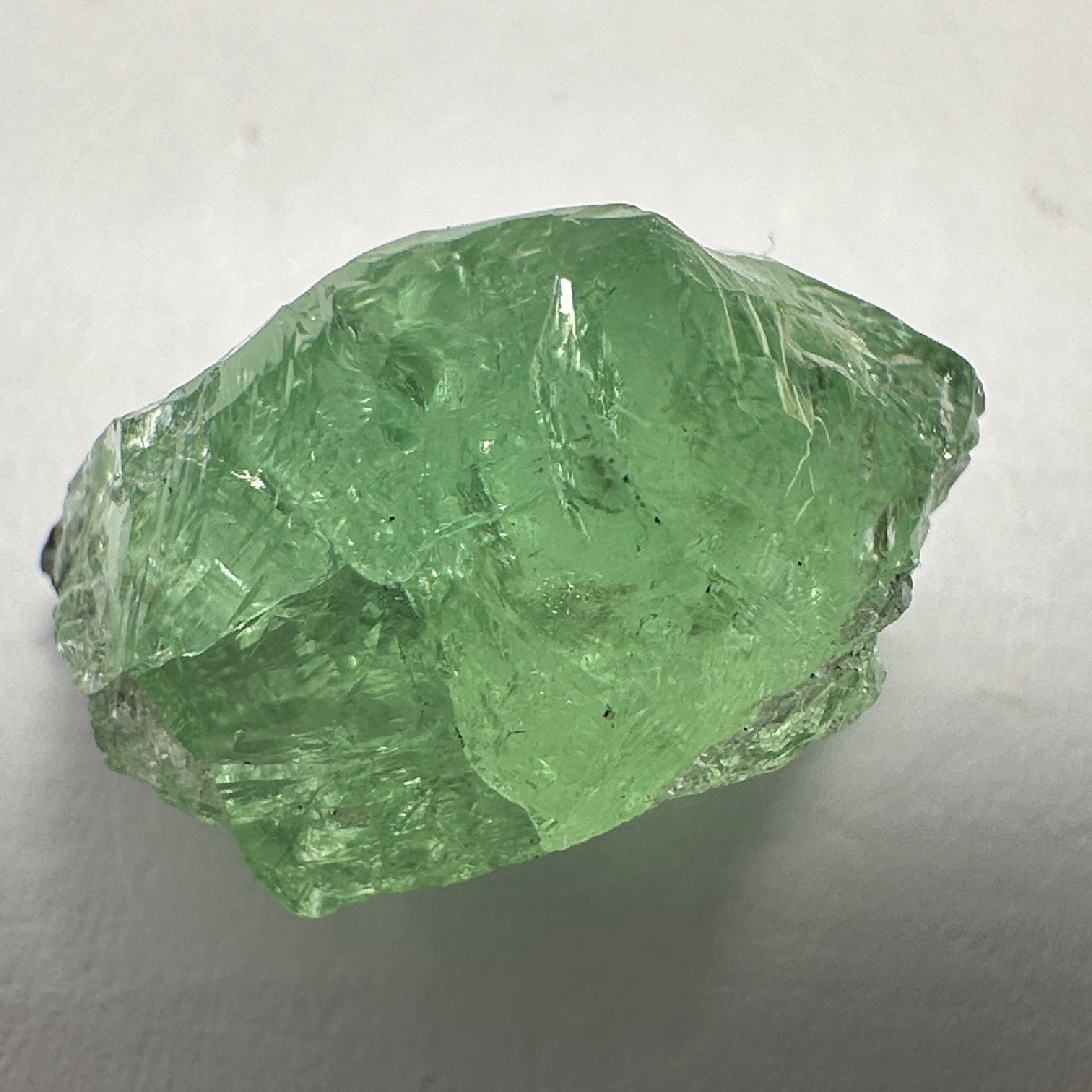 Tsavorite Crystal 12.49ct, Facetable Portions Inside/ also good for a cab, probably needs to be split in two, Tanzania, Untreated Unheated