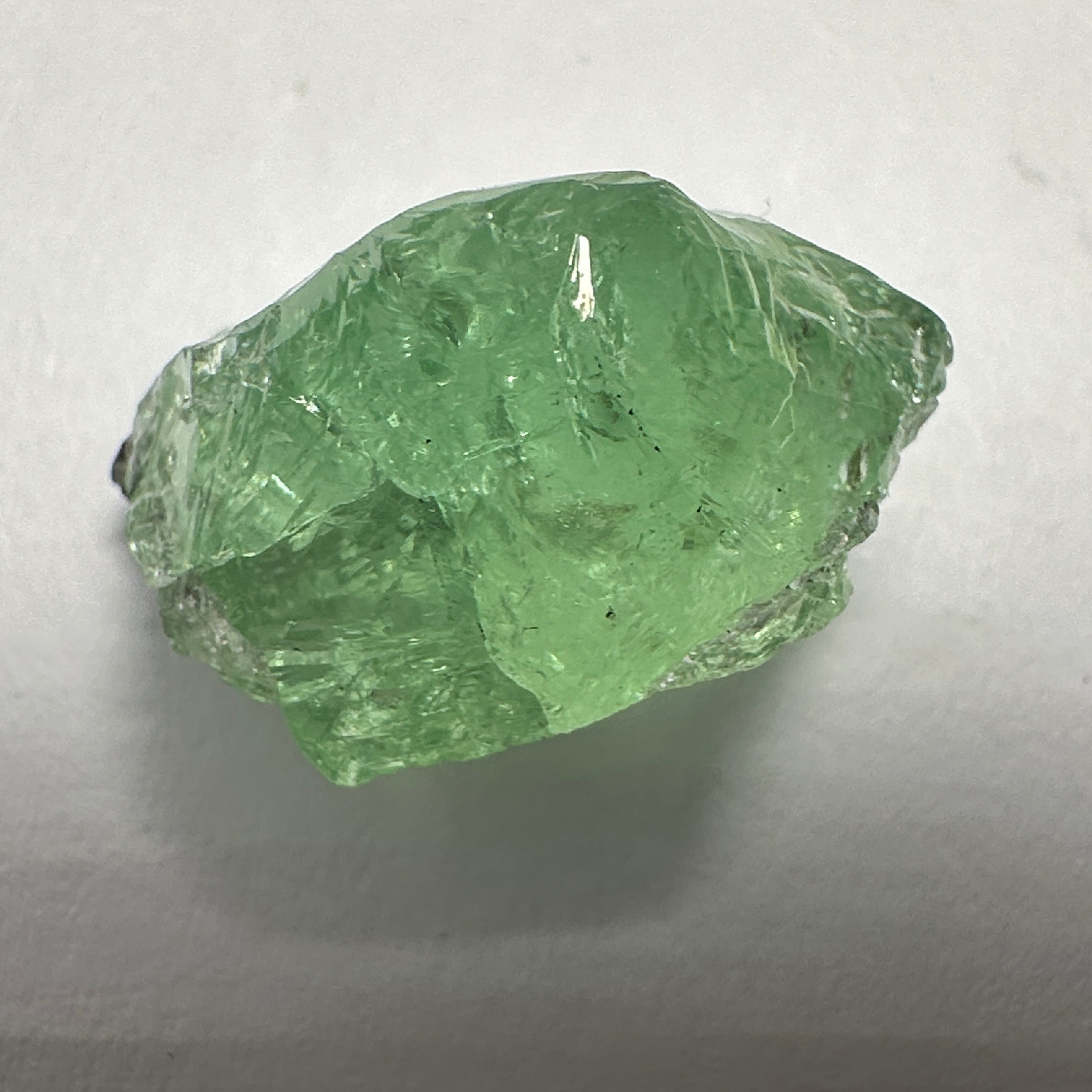 Tsavorite Crystal 12.49ct, Facetable Portions Inside/ also good for a cab, probably needs to be split in two, Tanzania, Untreated Unheated