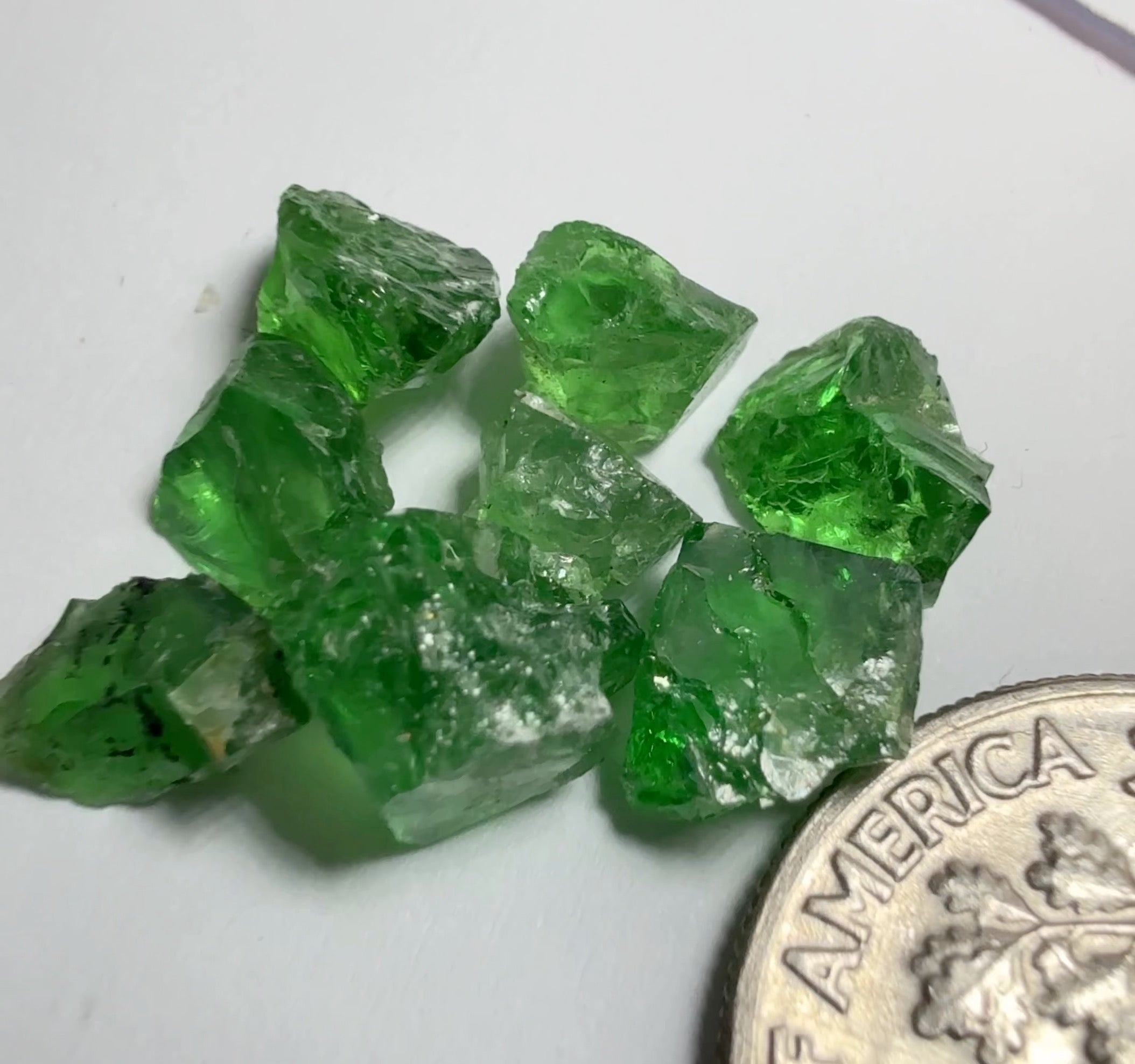 Tsavorite Garnet Lot, 9.62ct, Tanzania, Untreated Unheated, 8pcs, just above 1ct av. VS-Si