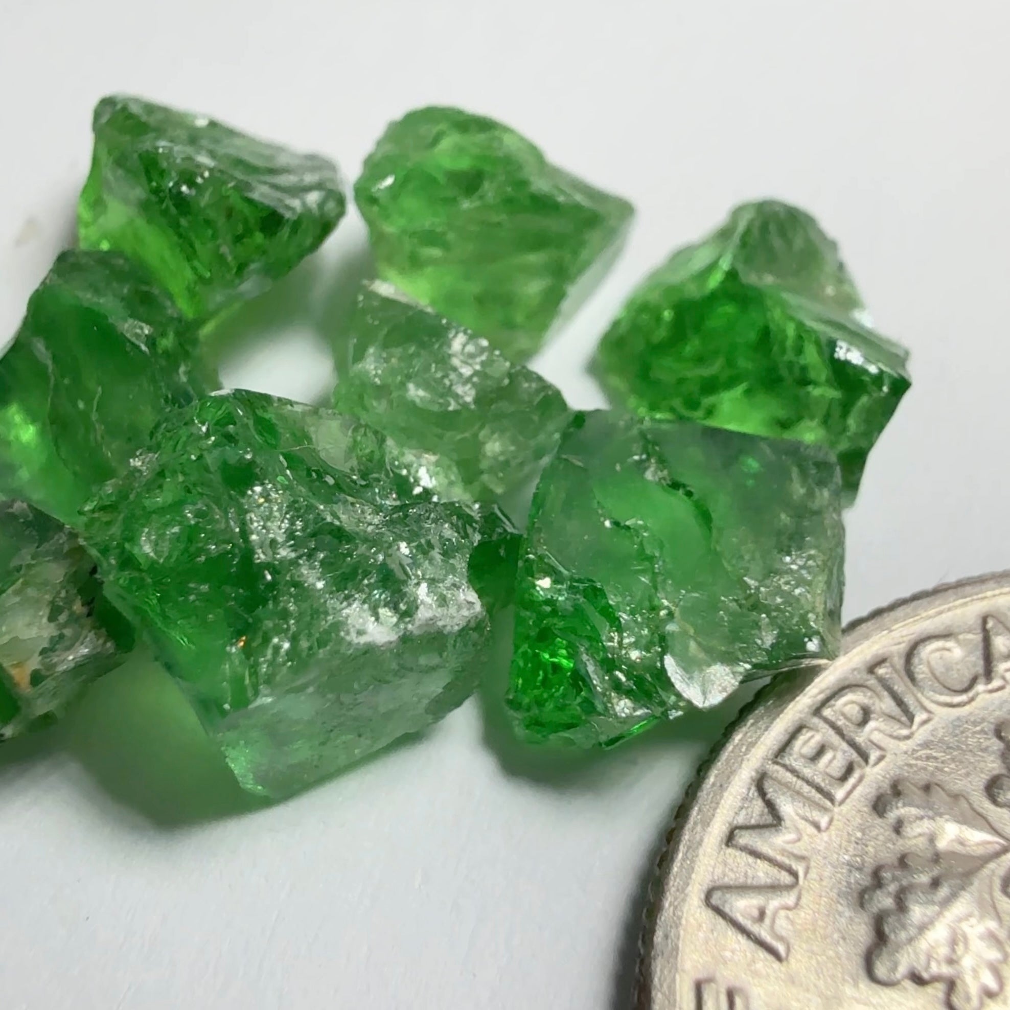 Tsavorite Garnet Lot, 9.62ct, Tanzania, Untreated Unheated, 8pcs, just above 1ct av. VS-Si