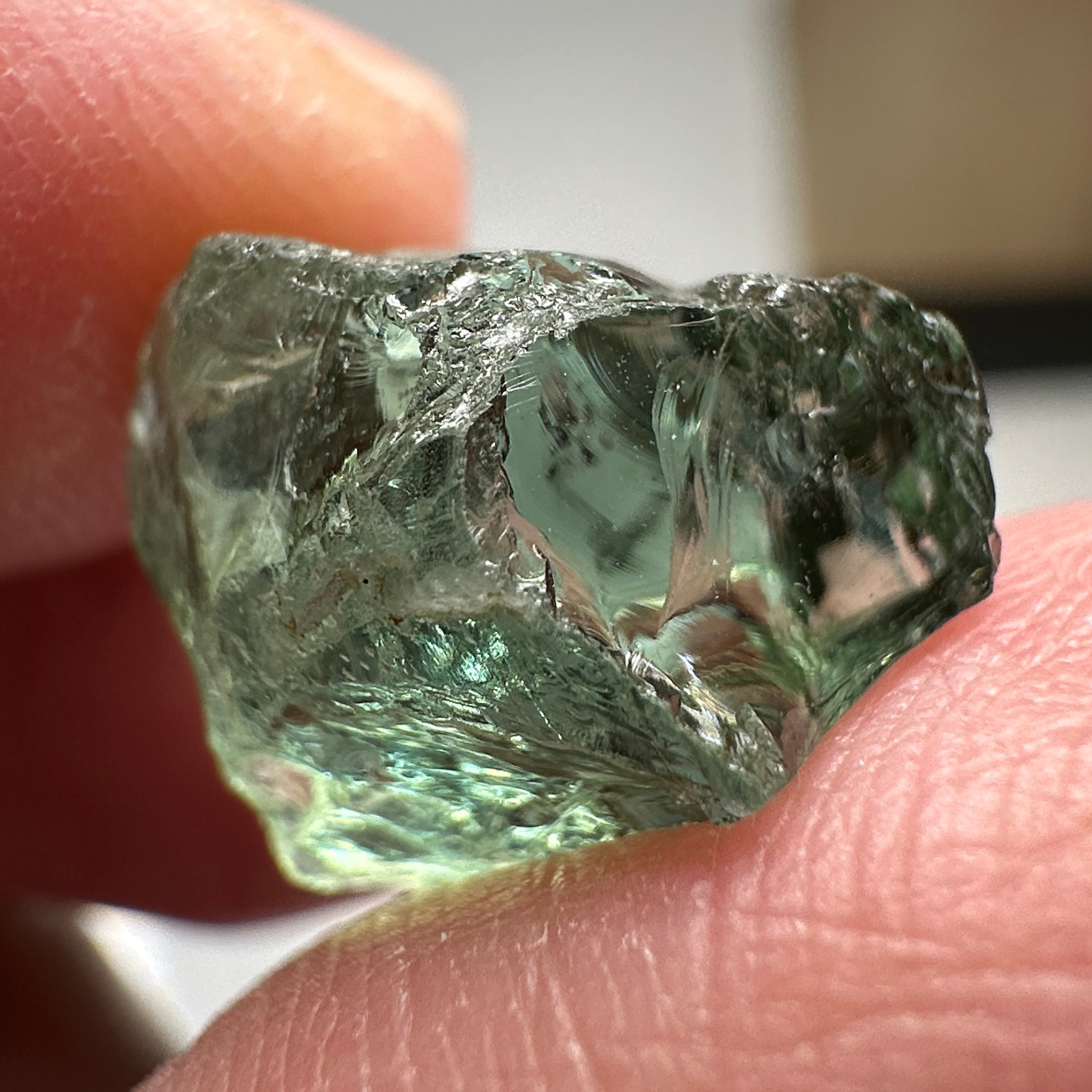 Apatite, 12.97ct, Tanzania, Untreated Unheated, slight inclusions, lily pad like, see photos