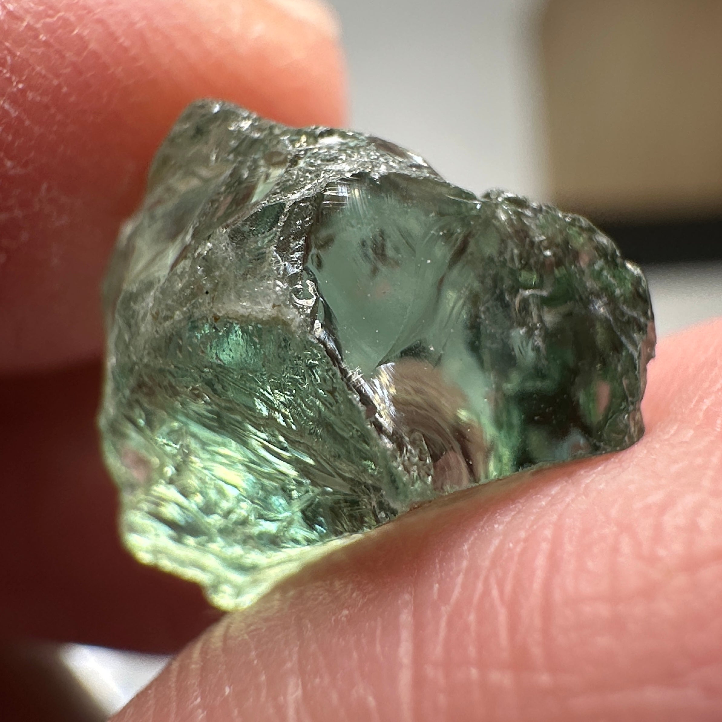 Apatite, 12.97ct, Tanzania, Untreated Unheated, slight inclusions, lily pad like, see photos