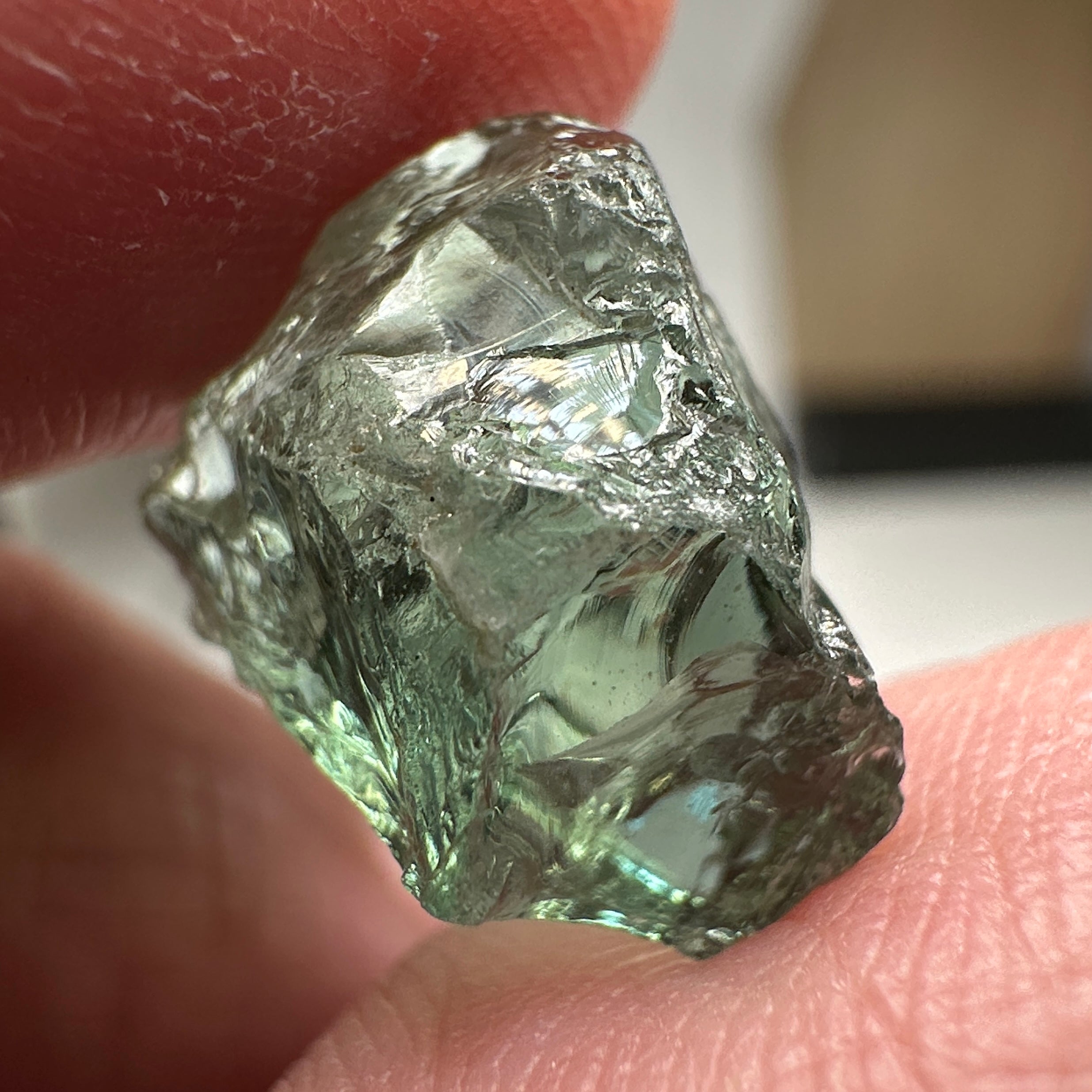 Apatite, 12.97ct, Tanzania, Untreated Unheated, slight inclusions, lily pad like, see photos