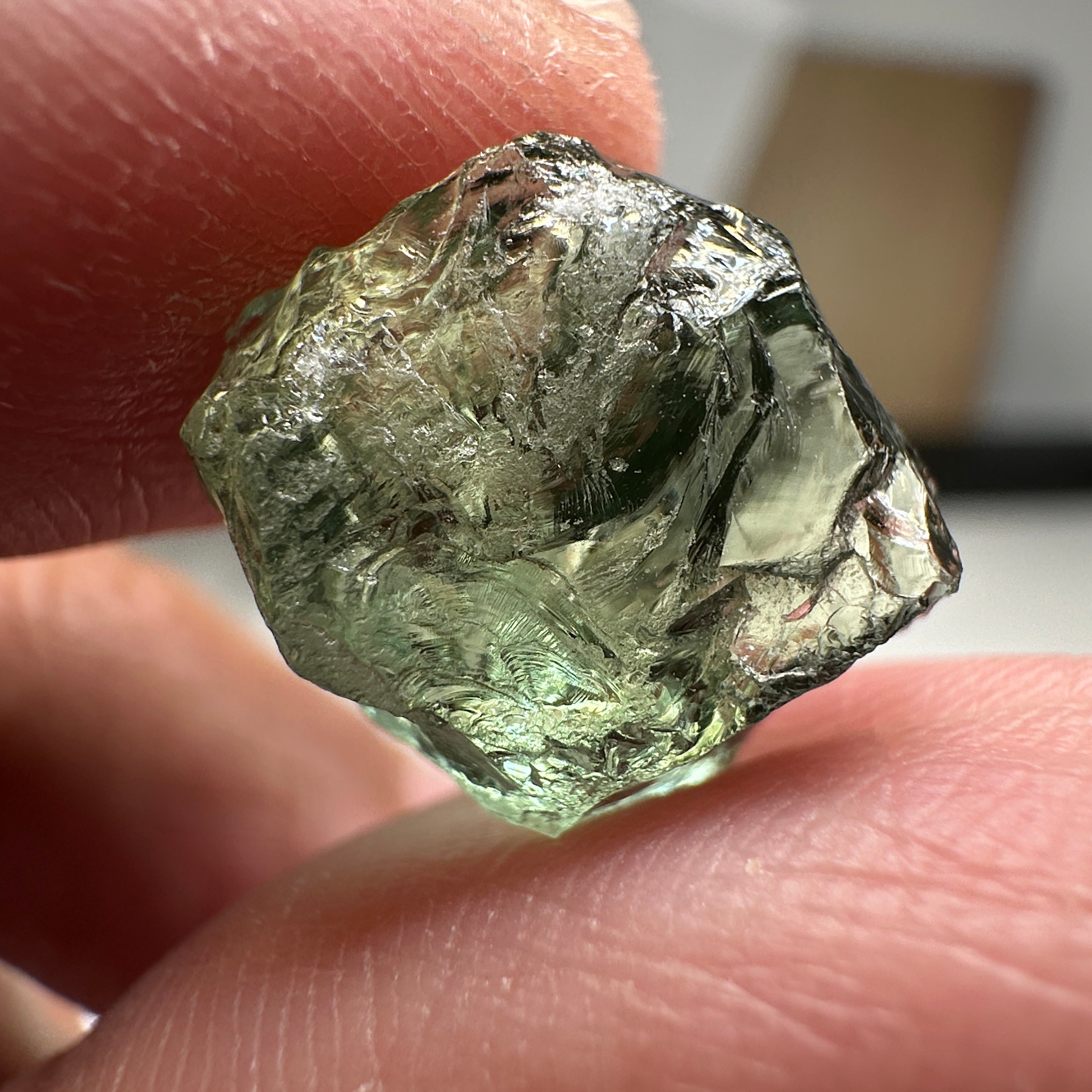 Apatite, 12.97ct, Tanzania, Untreated Unheated, slight inclusions, lily pad like, see photos