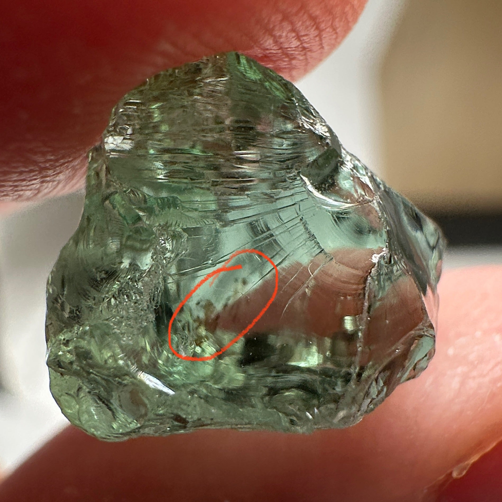 Apatite, 12.97ct, Tanzania, Untreated Unheated, slight inclusions, lily pad like, see photos