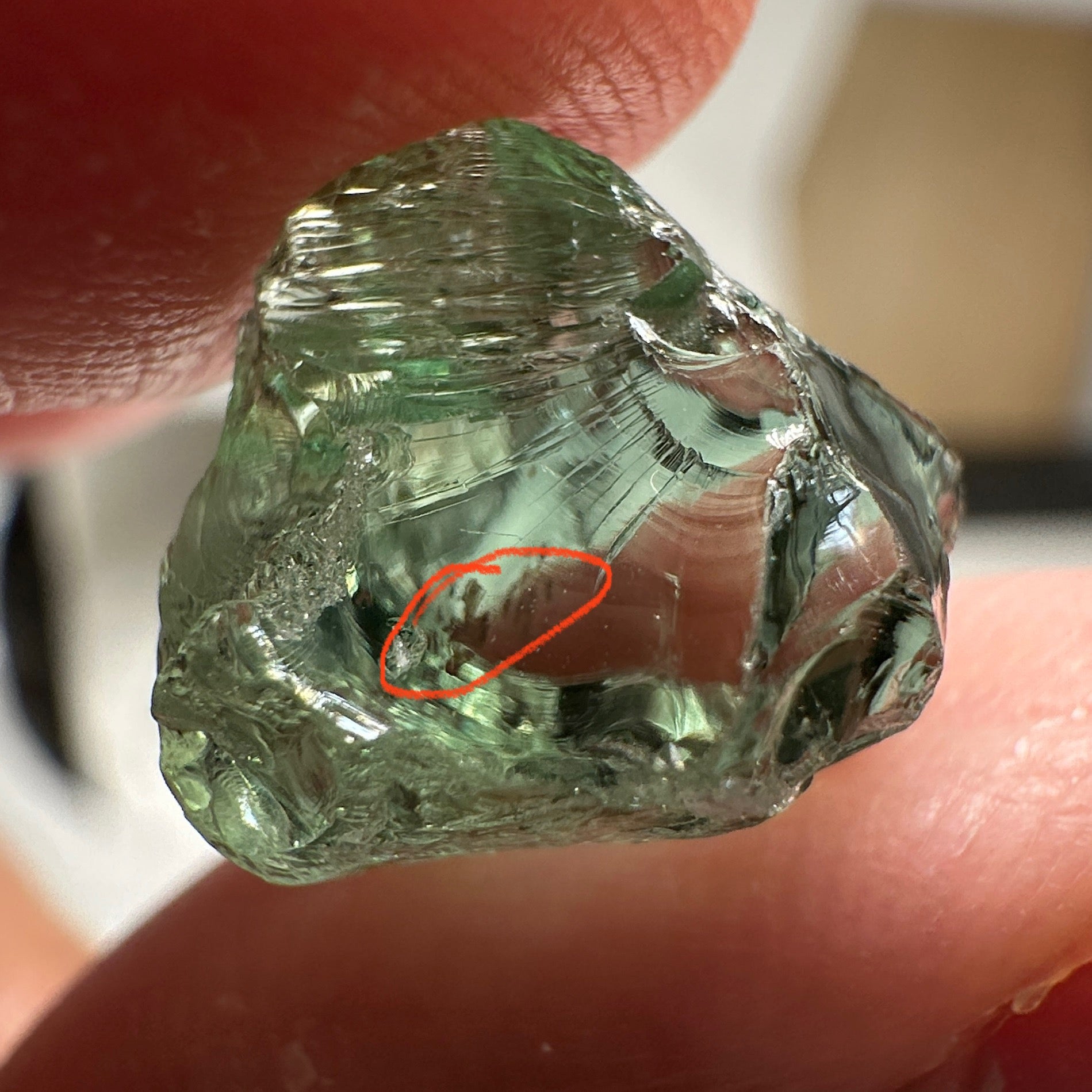 Apatite, 12.97ct, Tanzania, Untreated Unheated, slight inclusions, lily pad like, see photos