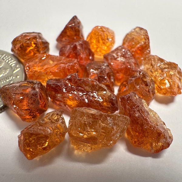 Spessartite lot, 44.11ct, mixed clarities, Tanzania, av. size 2.94ct