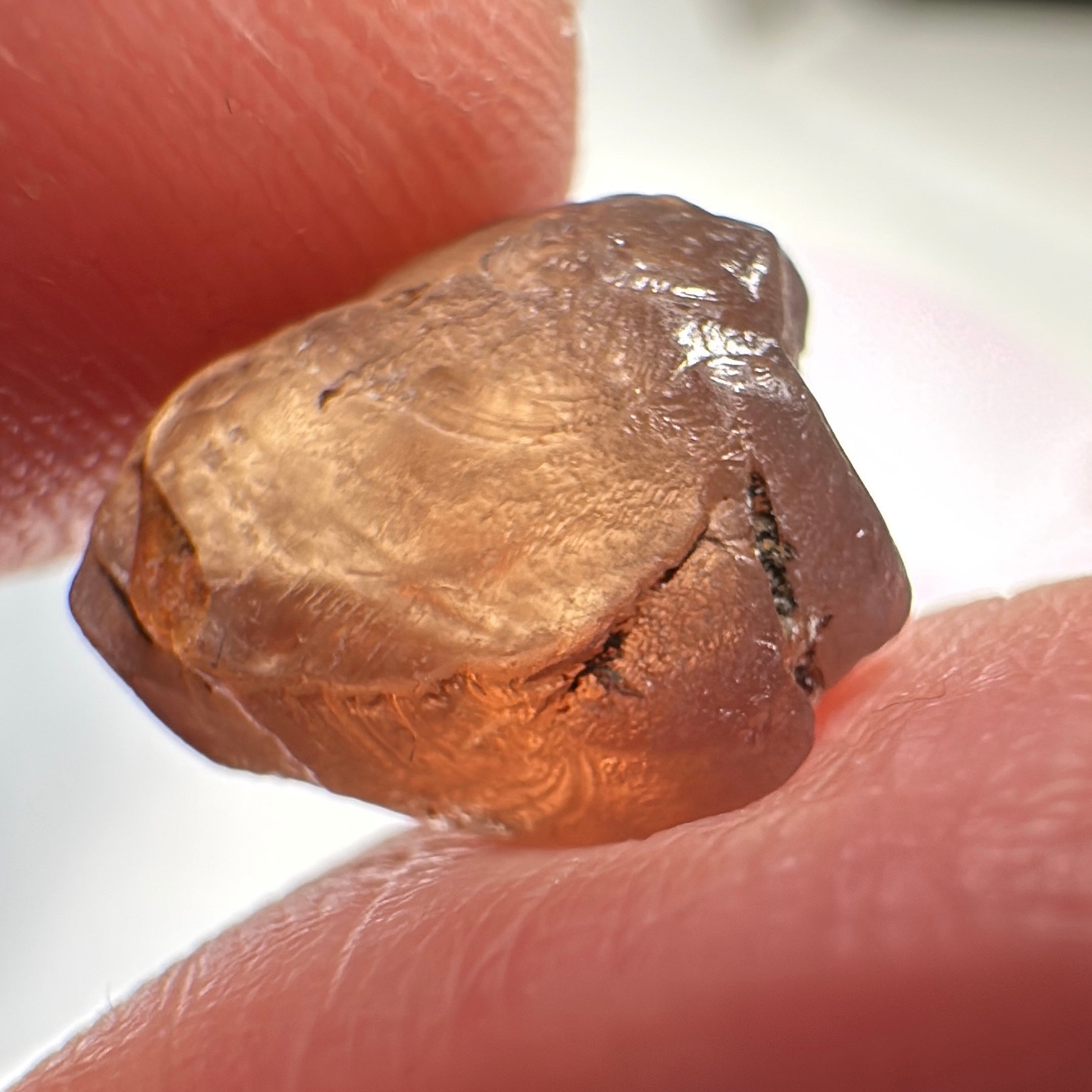 Peach Malaya Garnet, 8.40ct, vvs-if (no inclusions cracks or bubbles) with silk, Unheated Untreated, Umba Valley Tanzania. Shape is a little flat, see pictures to get the exact idea of depth