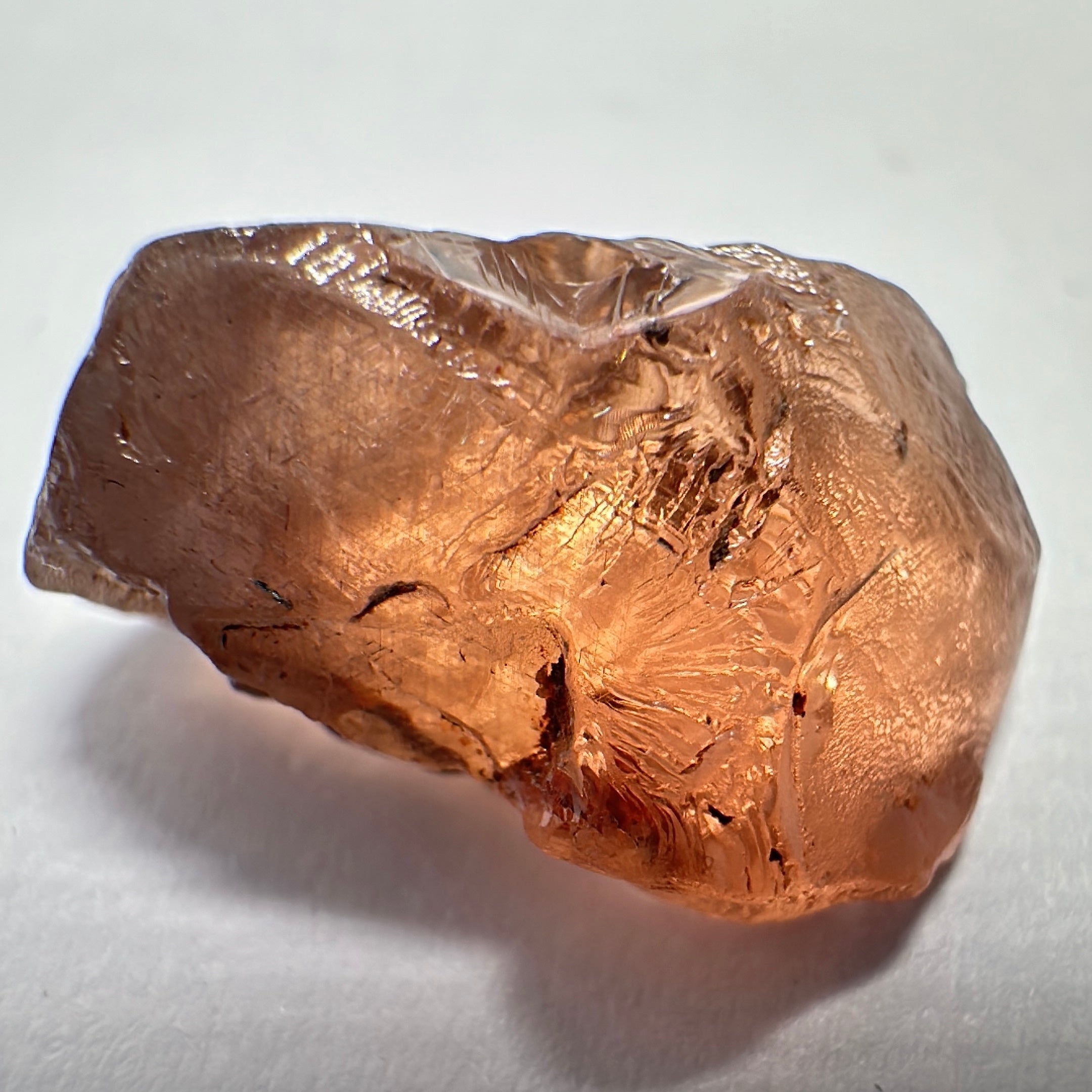 Peach Malaya Garnet, 8.43ct, vvs-if (no inclusions cracks or bubbles) with slight silk but clean to the unaided eye,  Unheated Untreated, Umba Valley Tanzania