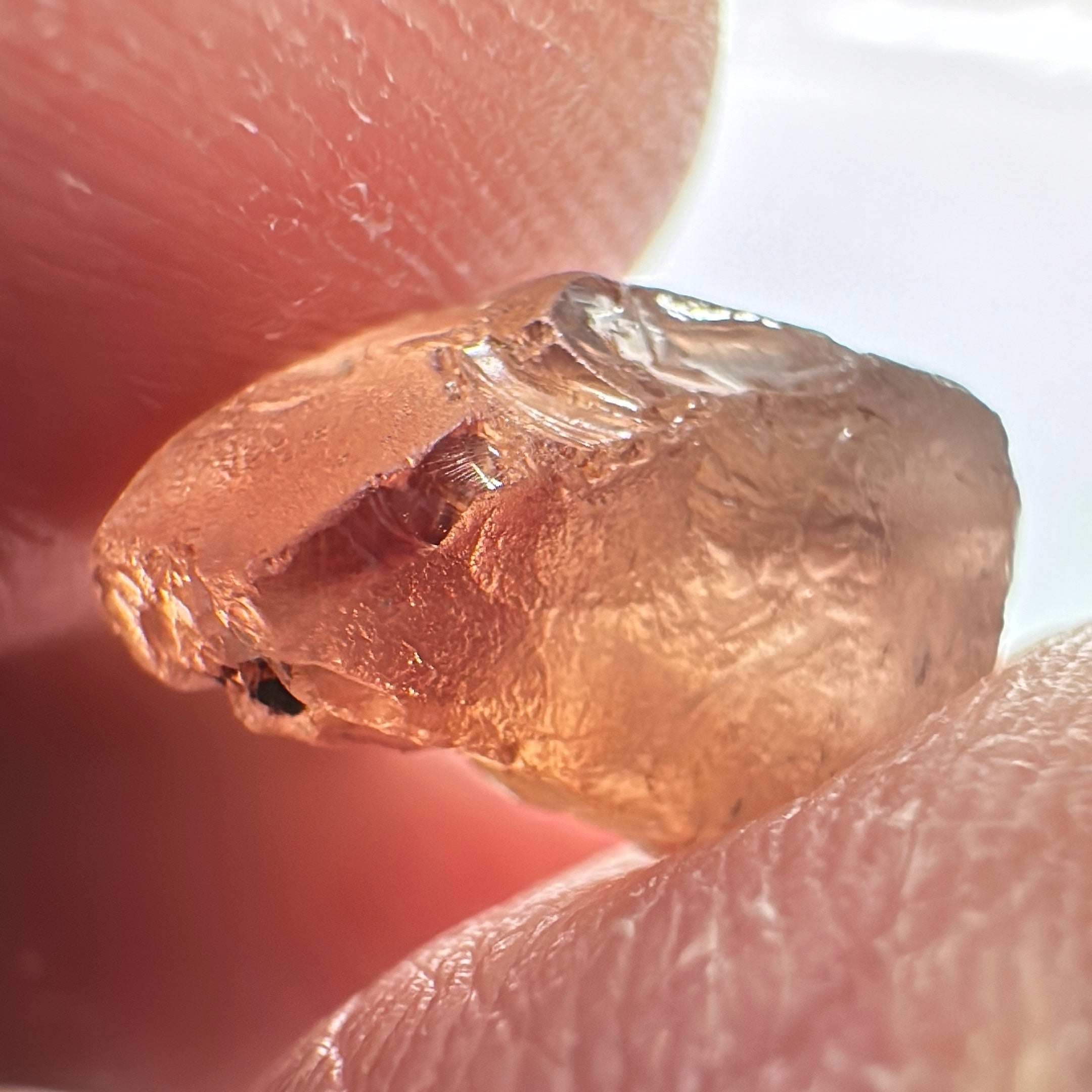 Peach Malaya Garnet, 8.43ct, vvs-if (no inclusions cracks or bubbles) with slight silk but clean to the unaided eye,  Unheated Untreated, Umba Valley Tanzania