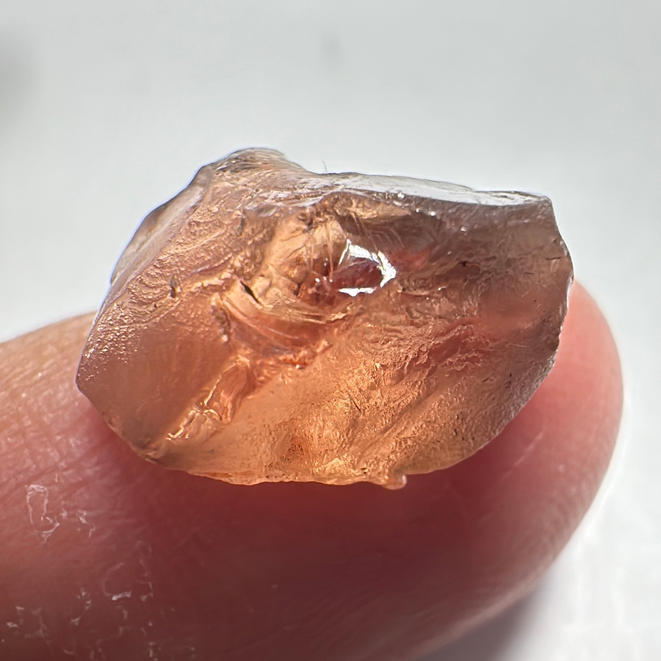 Peach Malaya Garnet, 8.43ct, vvs-if (no inclusions cracks or bubbles) with slight silk but clean to the unaided eye,  Unheated Untreated, Umba Valley Tanzania