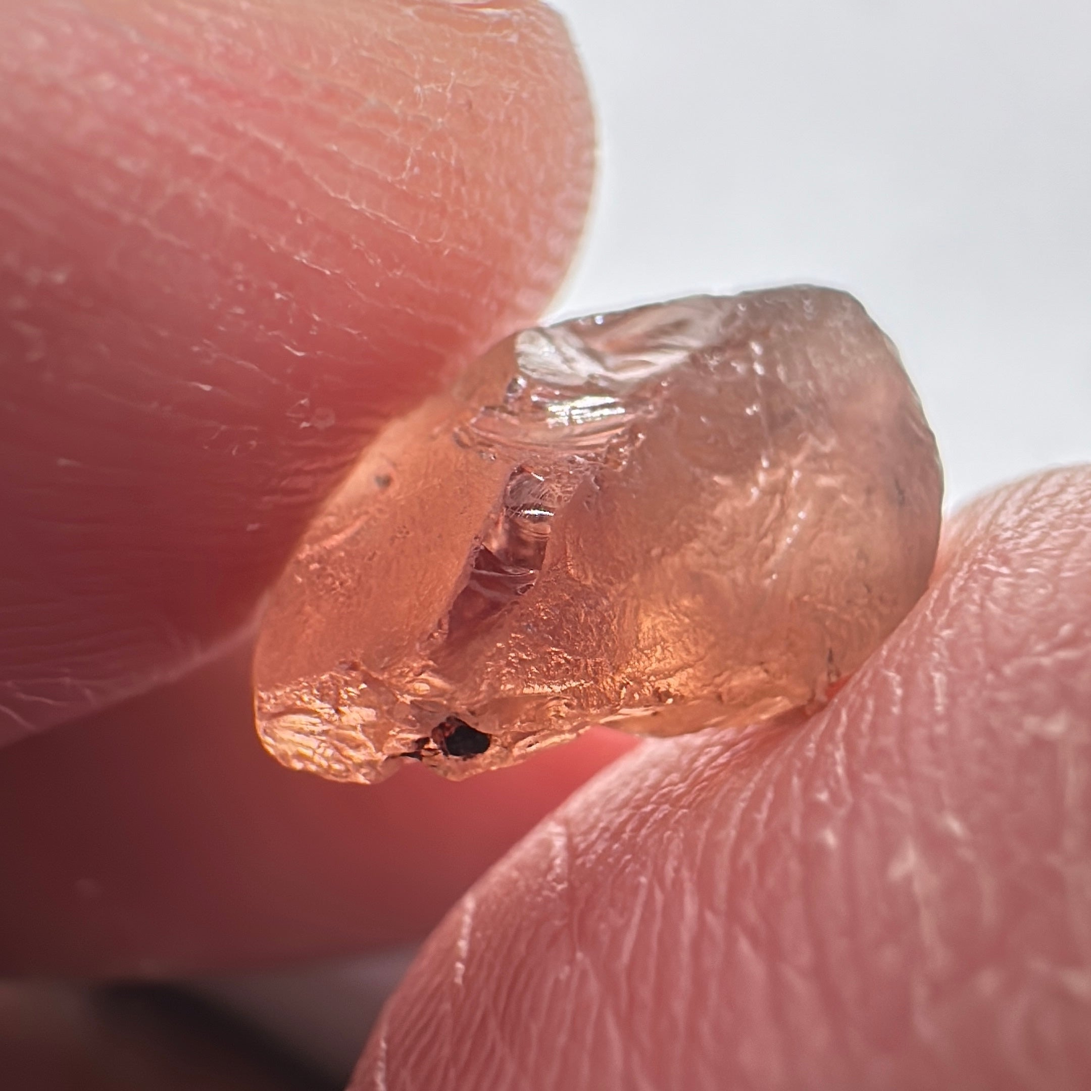 Peach Malaya Garnet, 8.43ct, vvs-if (no inclusions cracks or bubbles) with slight silk but clean to the unaided eye,  Unheated Untreated, Umba Valley Tanzania