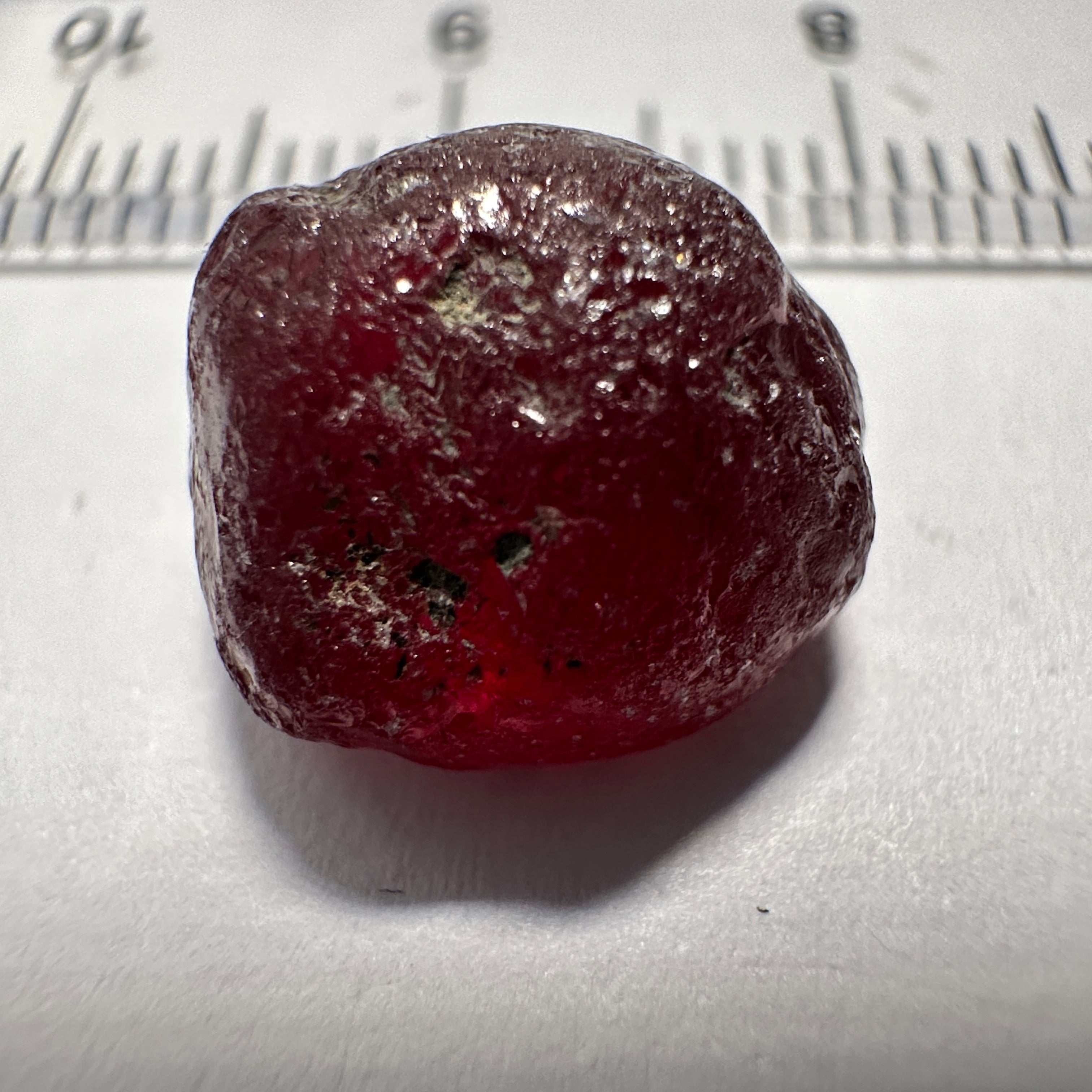 Garnet, 11.85ct, Tanzania, Untreated Unheated, darkish stone with a few black spots