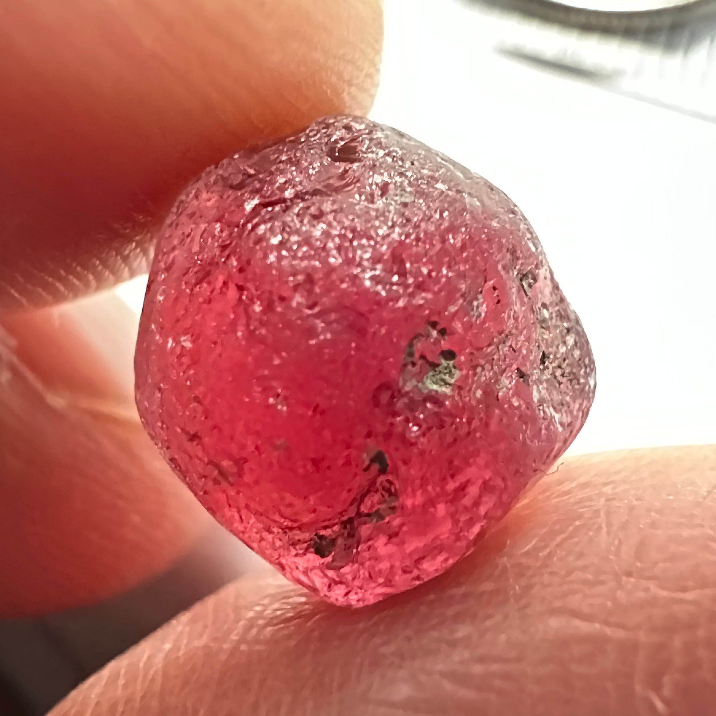 Garnet, 11.85ct, Tanzania, Untreated Unheated, darkish stone with a few black spots