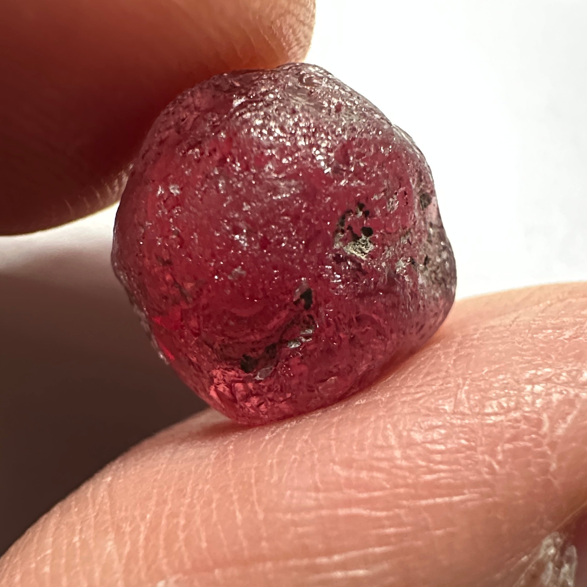 Garnet, 11.85ct, Tanzania, Untreated Unheated, darkish stone with a few black spots