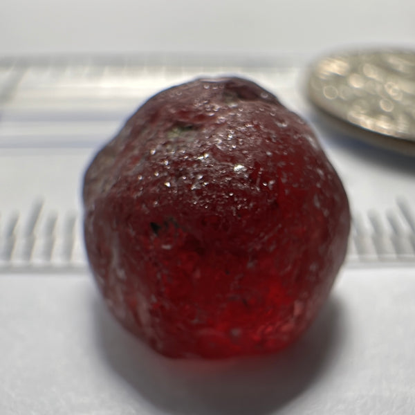 Garnet, 11.85ct, Tanzania, Untreated Unheated, darkish stone with a few black spots