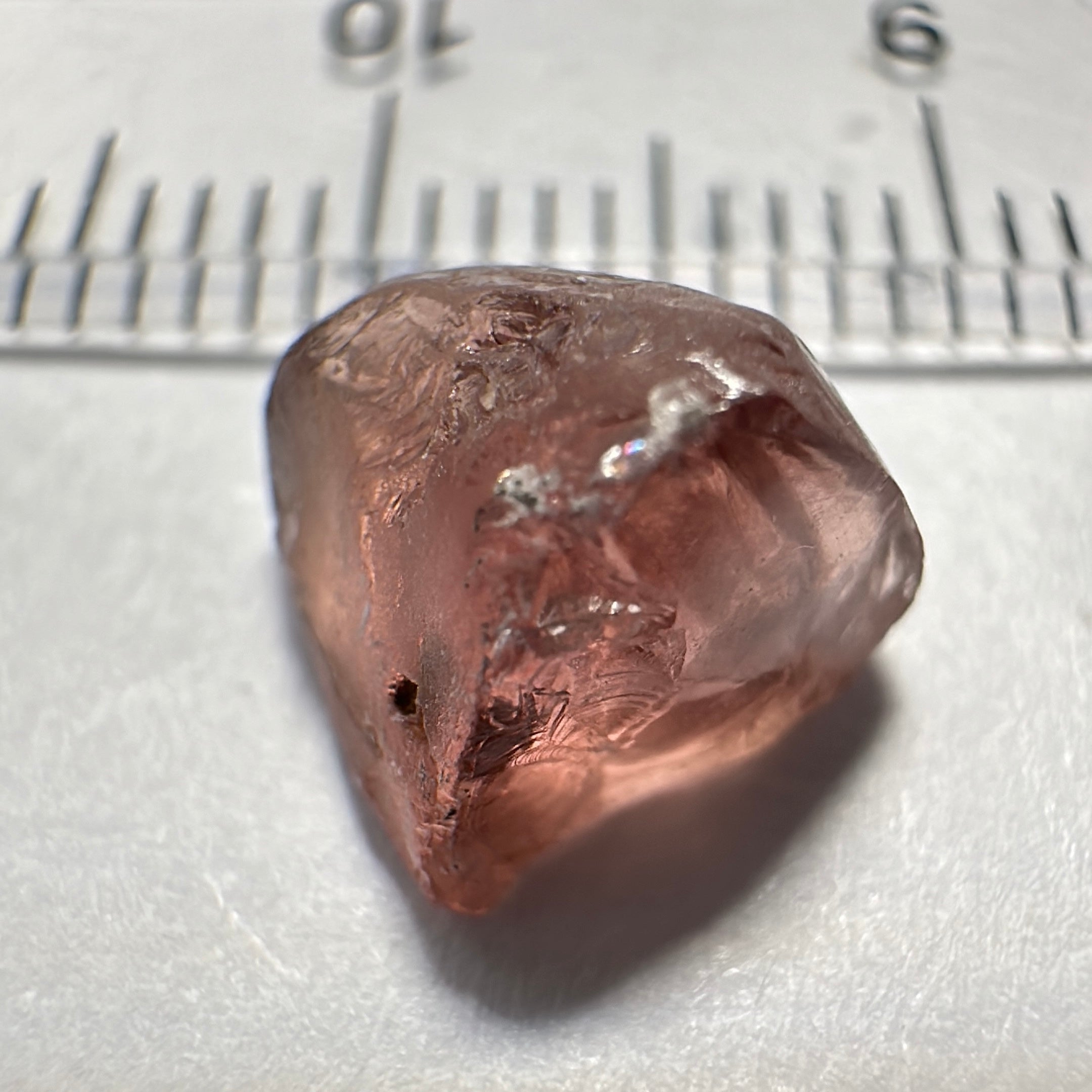 Peach Malaya Garnet, 4.11ct, slight skin issue, comes off in faceting, see pictures, rest is just silky, Unheated Untreated, Umba Valley Tanzania