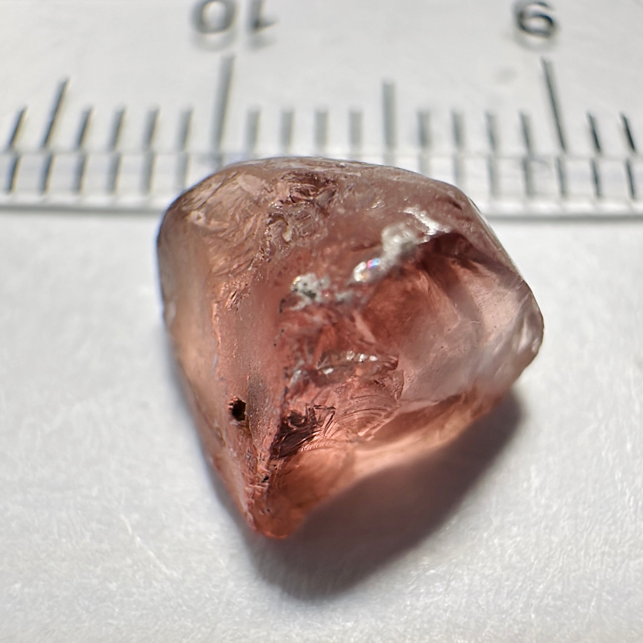 Peach Malaya Garnet, 4.11ct, slight skin issue, comes off in faceting, see pictures, rest is just silky, Unheated Untreated, Umba Valley Tanzania