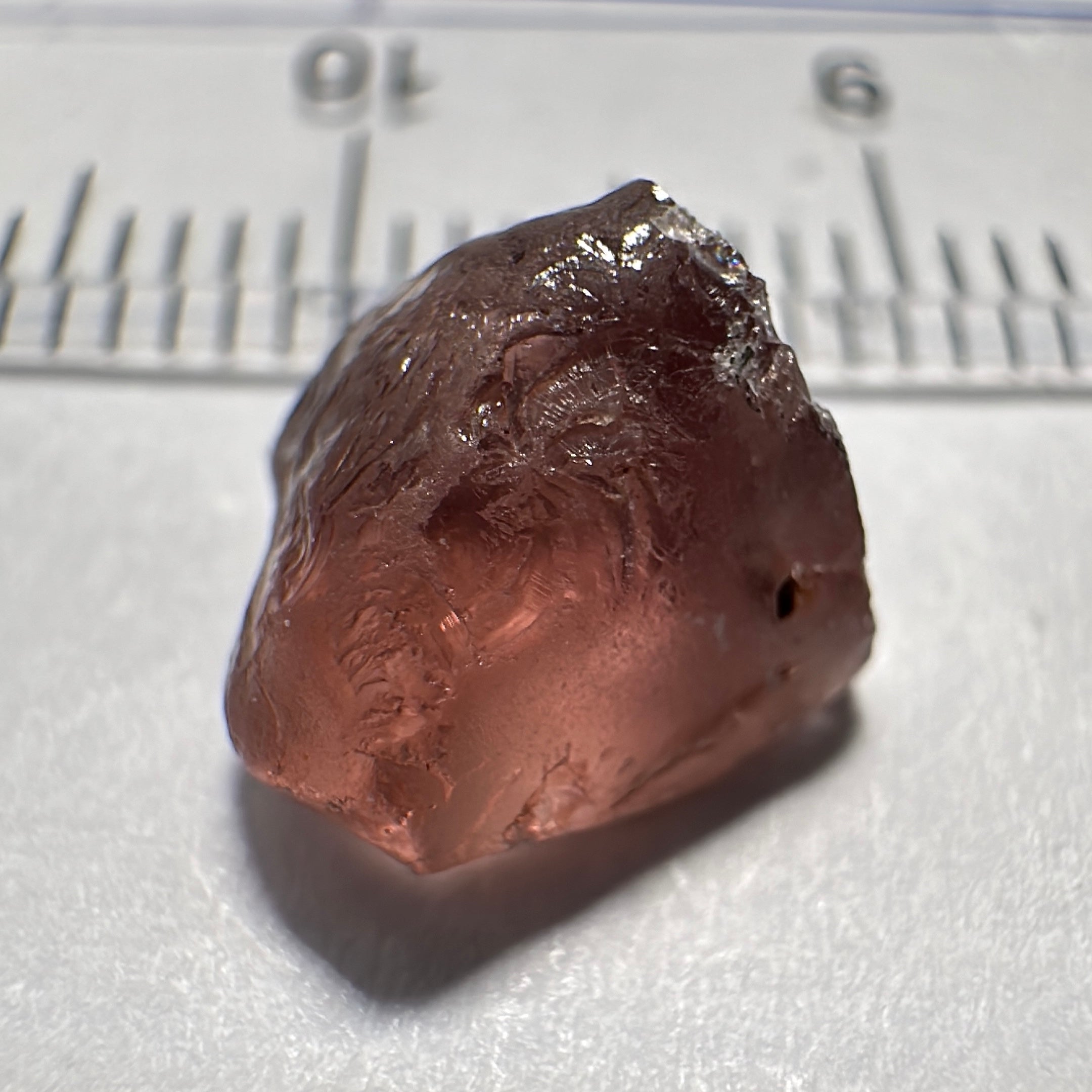 Peach Malaya Garnet, 4.11ct, slight skin issue, comes off in faceting, see pictures, rest is just silky, Unheated Untreated, Umba Valley Tanzania