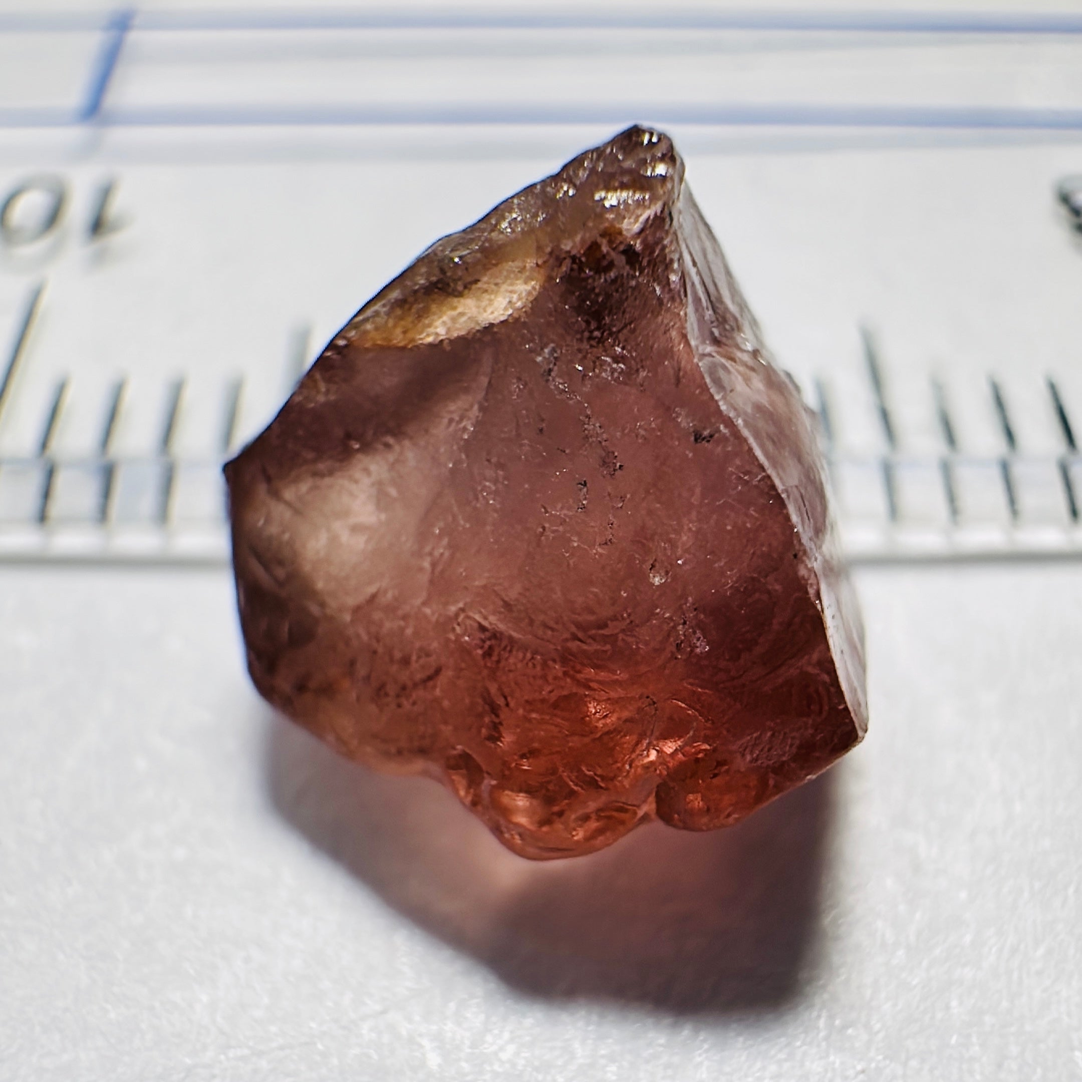 Peach Malaya Garnet, 4.11ct, slight skin issue, comes off in faceting, see pictures, rest is just silky, Unheated Untreated, Umba Valley Tanzania