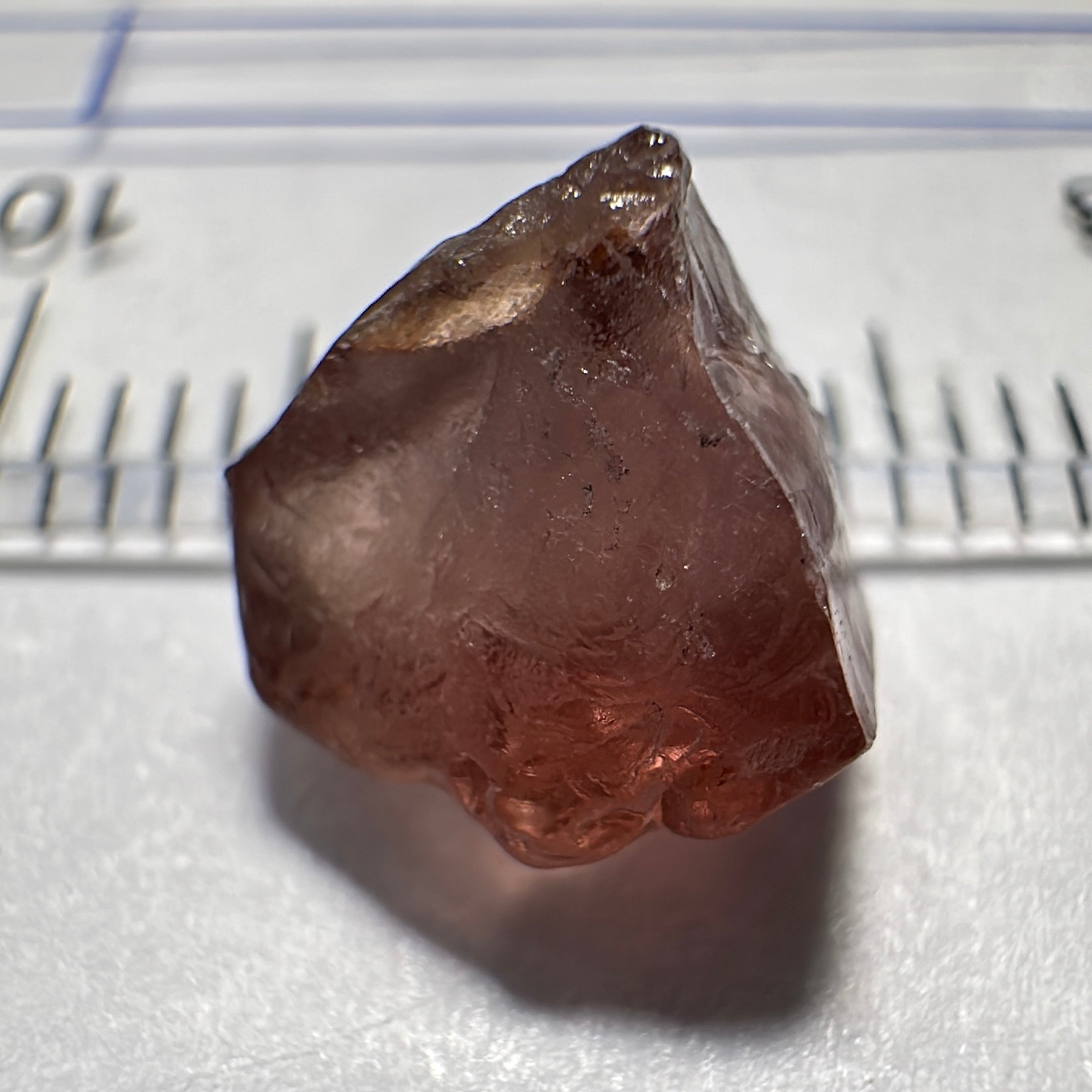 Peach Malaya Garnet, 4.11ct, slight skin issue, comes off in faceting, see pictures, rest is just silky, Unheated Untreated, Umba Valley Tanzania