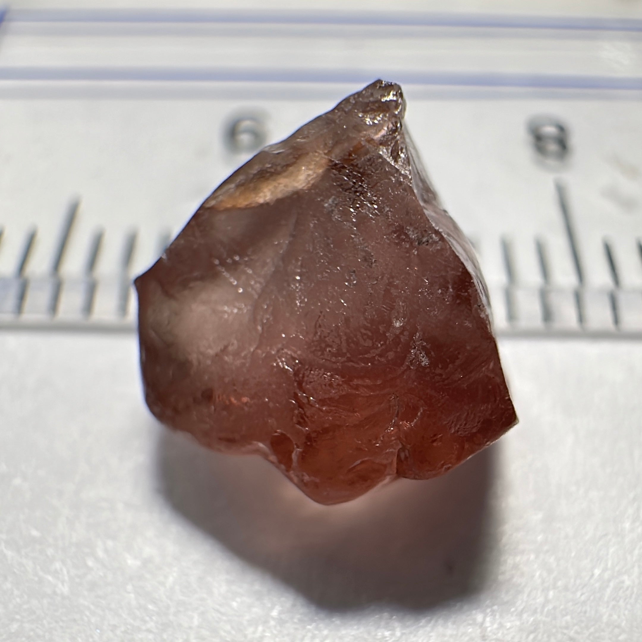 Peach Malaya Garnet, 4.11ct, slight skin issue, comes off in faceting, see pictures, rest is just silky, Unheated Untreated, Umba Valley Tanzania