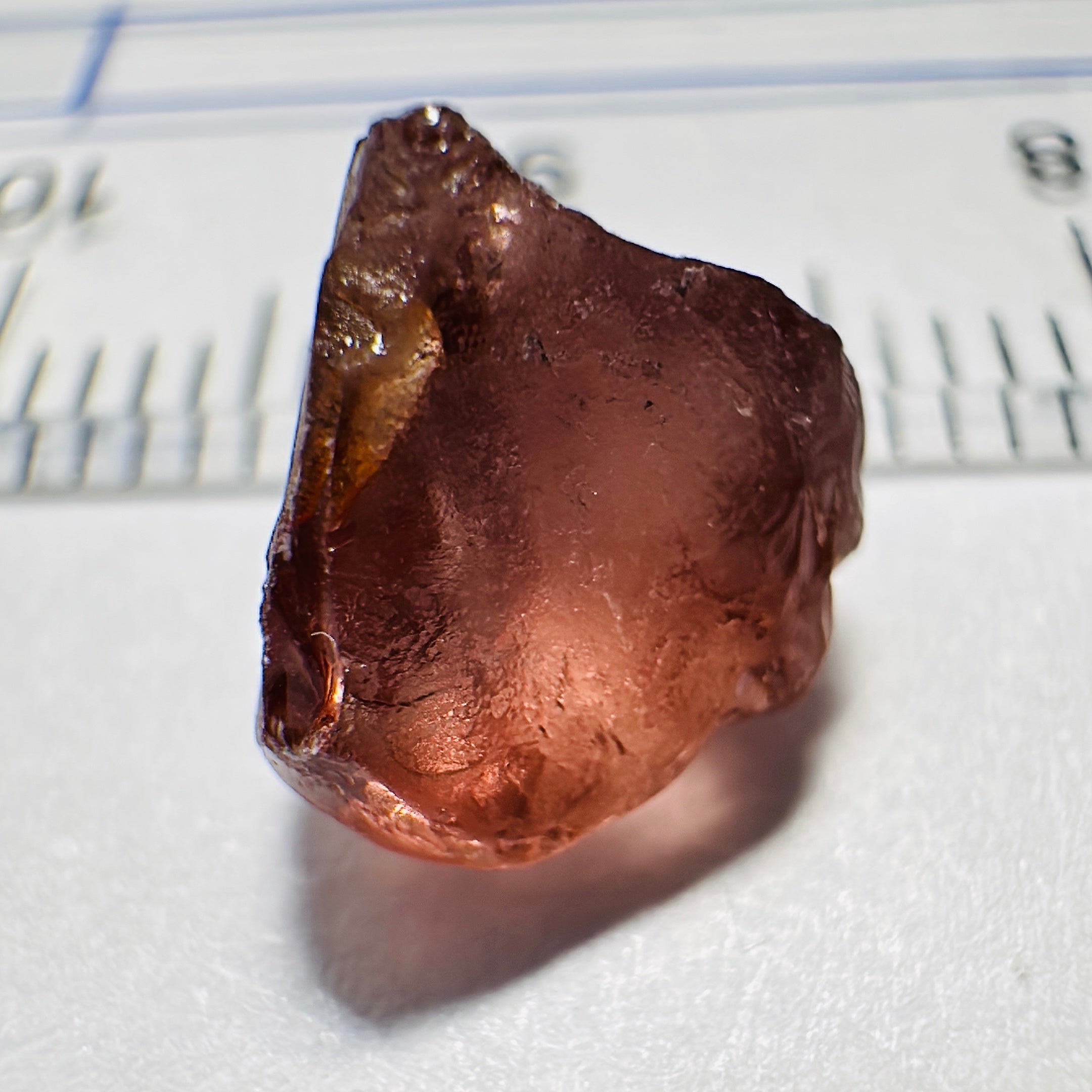 Peach Malaya Garnet, 4.11ct, slight skin issue, comes off in faceting, see pictures, rest is just silky, Unheated Untreated, Umba Valley Tanzania