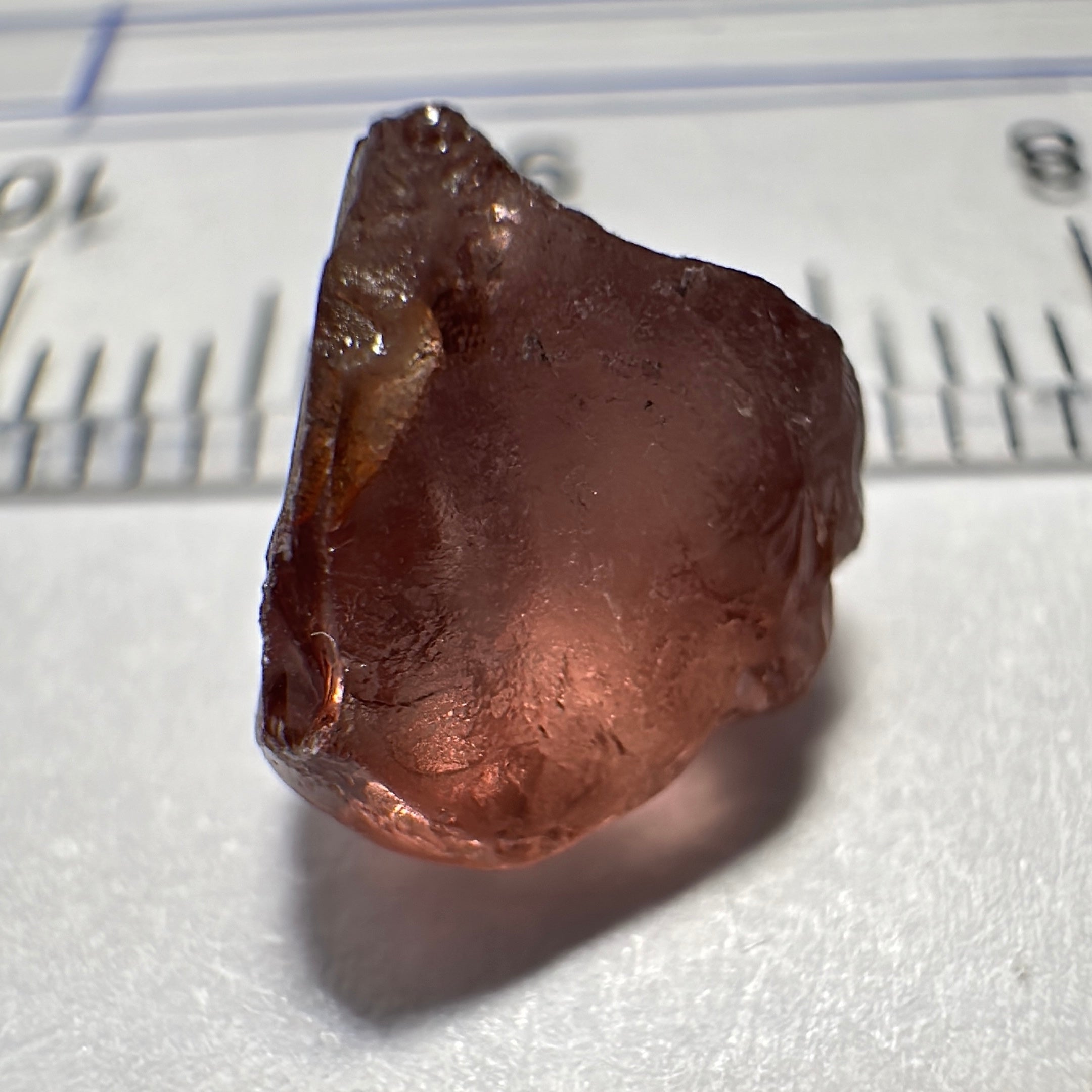 Peach Malaya Garnet, 4.11ct, slight skin issue, comes off in faceting, see pictures, rest is just silky, Unheated Untreated, Umba Valley Tanzania