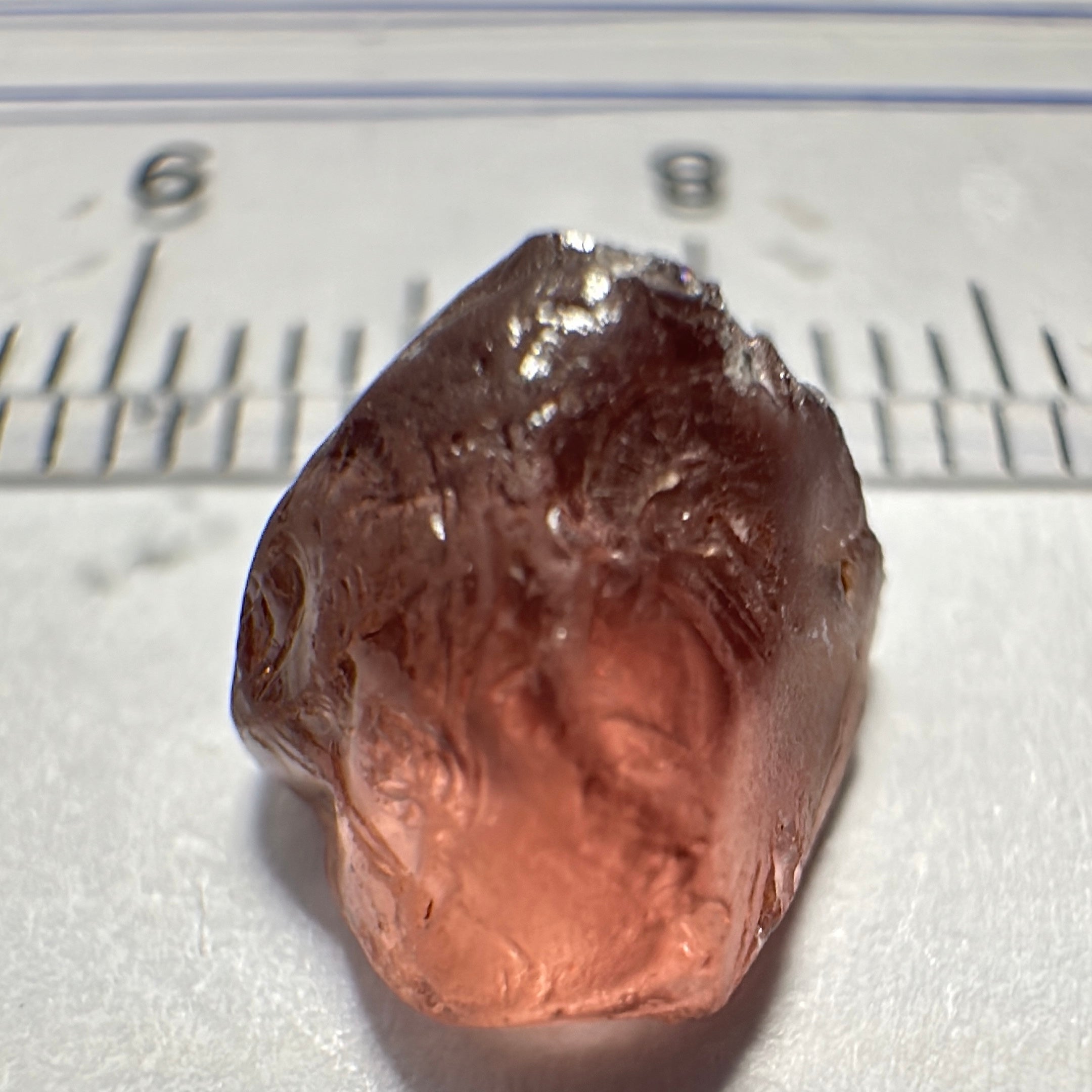 Peach Malaya Garnet, 4.11ct, slight skin issue, comes off in faceting, see pictures, rest is just silky, Unheated Untreated, Umba Valley Tanzania