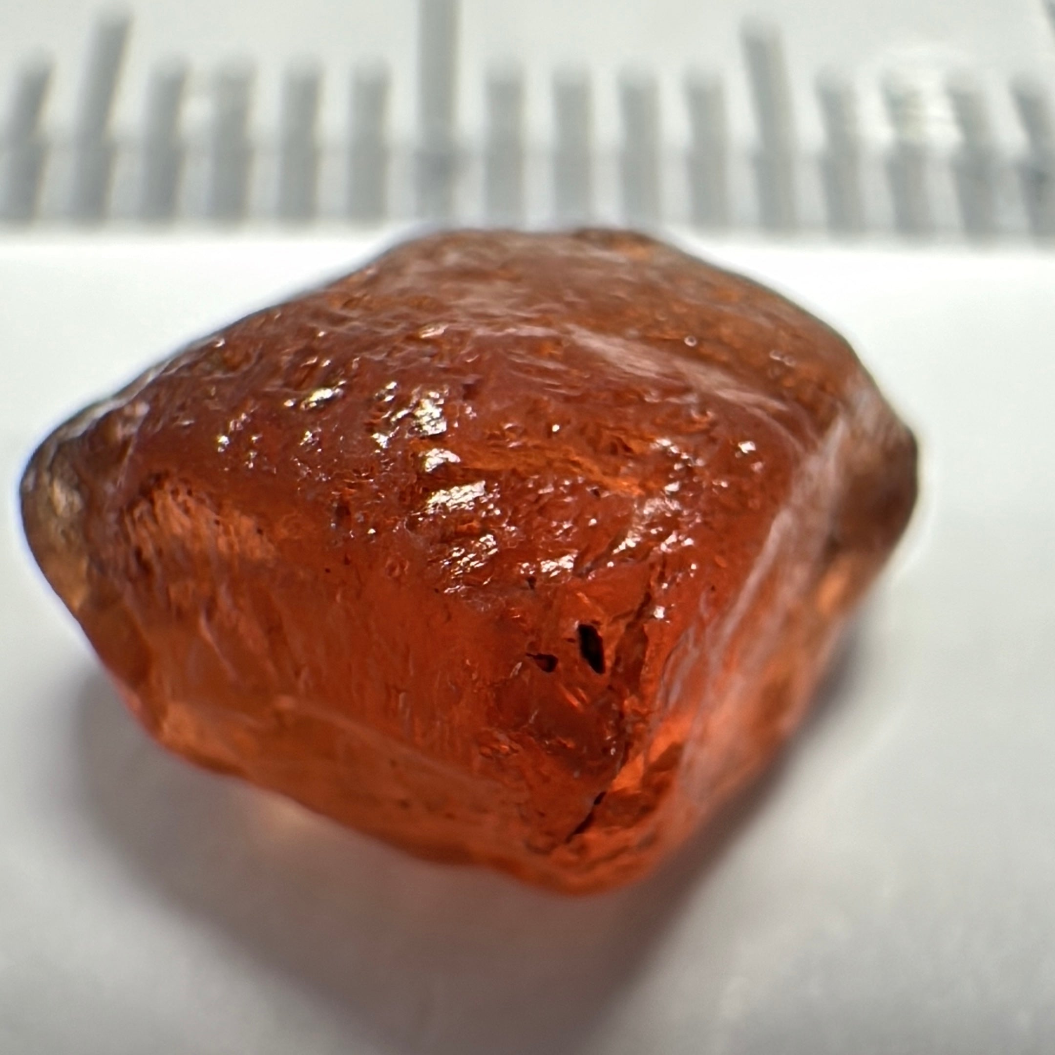 Peach Malaya Garnet, 4.56ct, inclusion going a third in with slight silk, Unheated Untreated, Umba Valley Tanzania